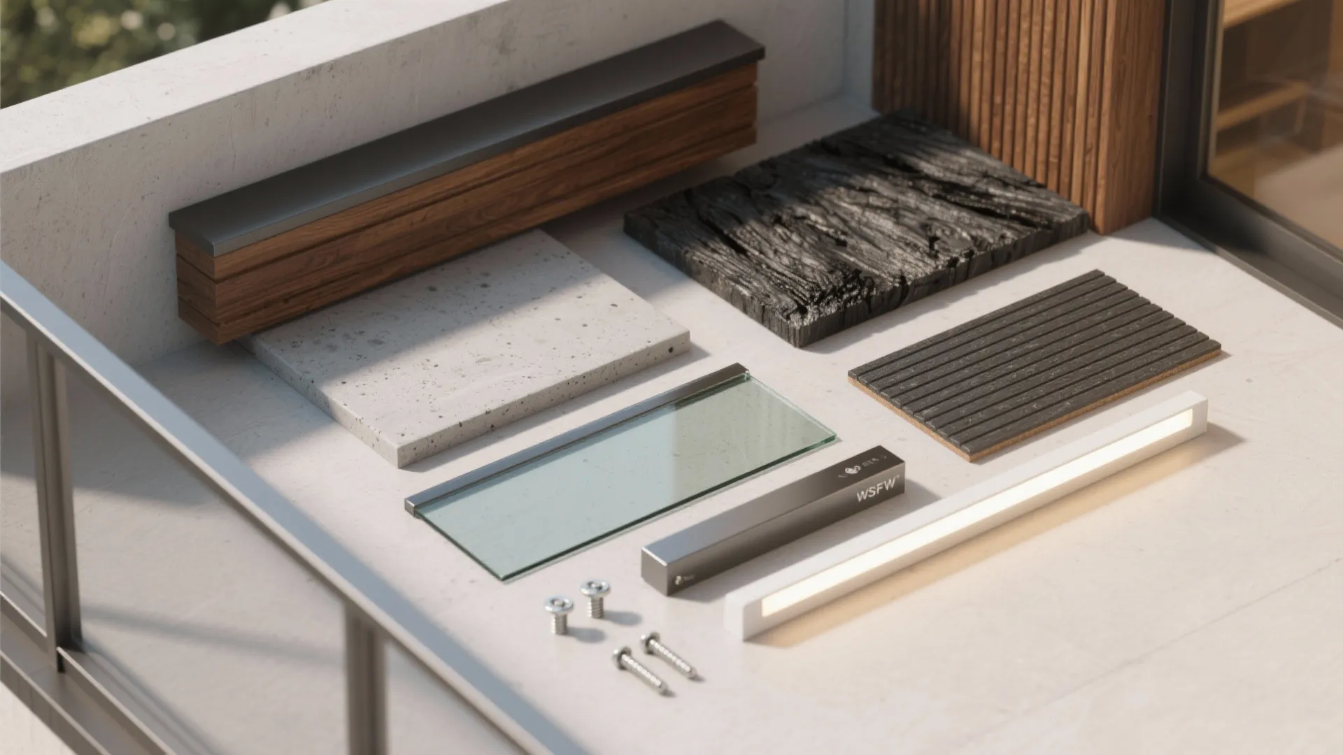 Material mix: concrete, warm wood, and slim metal details