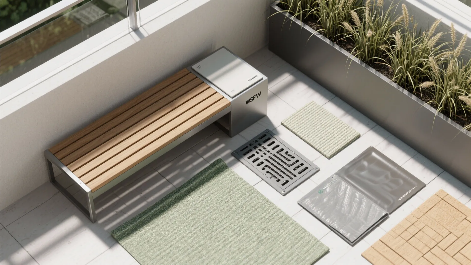 Balcony-as-room: 1.5 m depth with built-in bench and planter edge