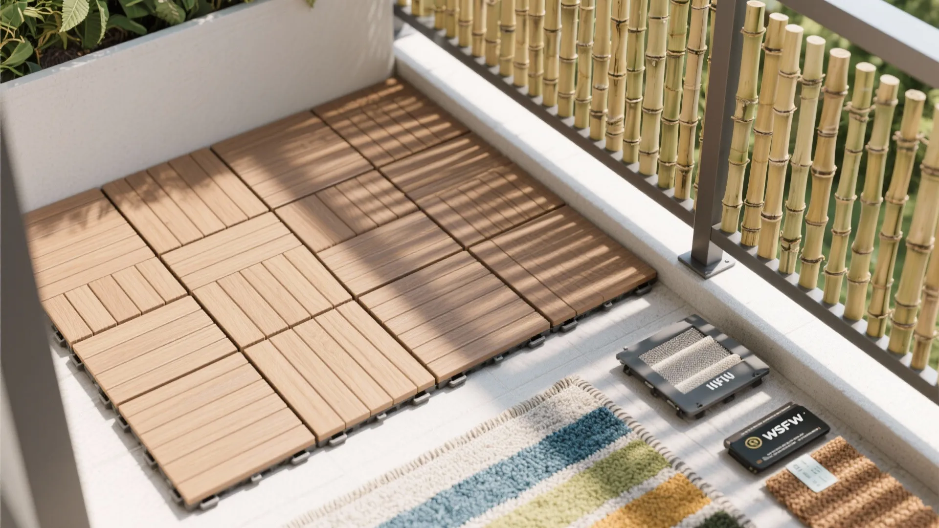 Weather-Savvy Surfaces: Rugs, Deck Tiles, and Rail Screens