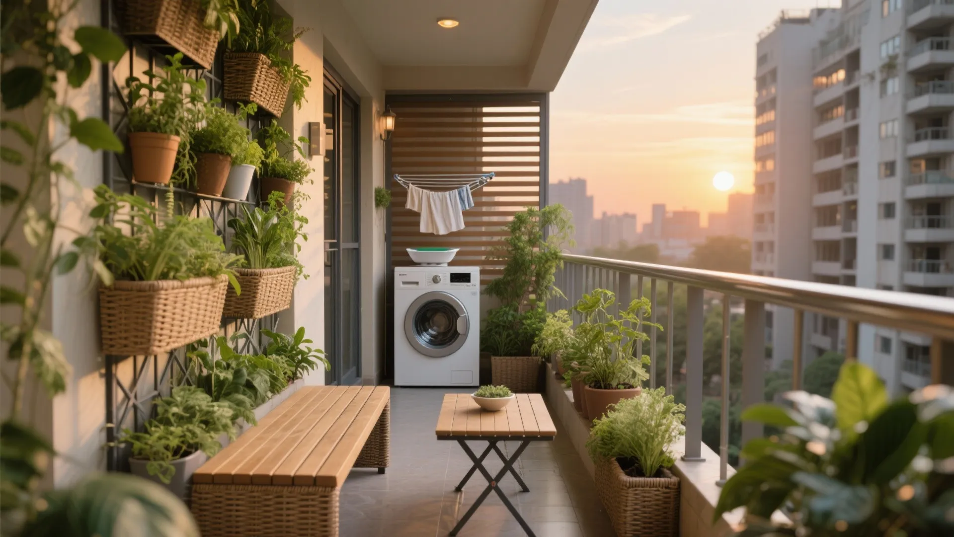 4) Balcony micro-garden and utility upgrade that actually gets used