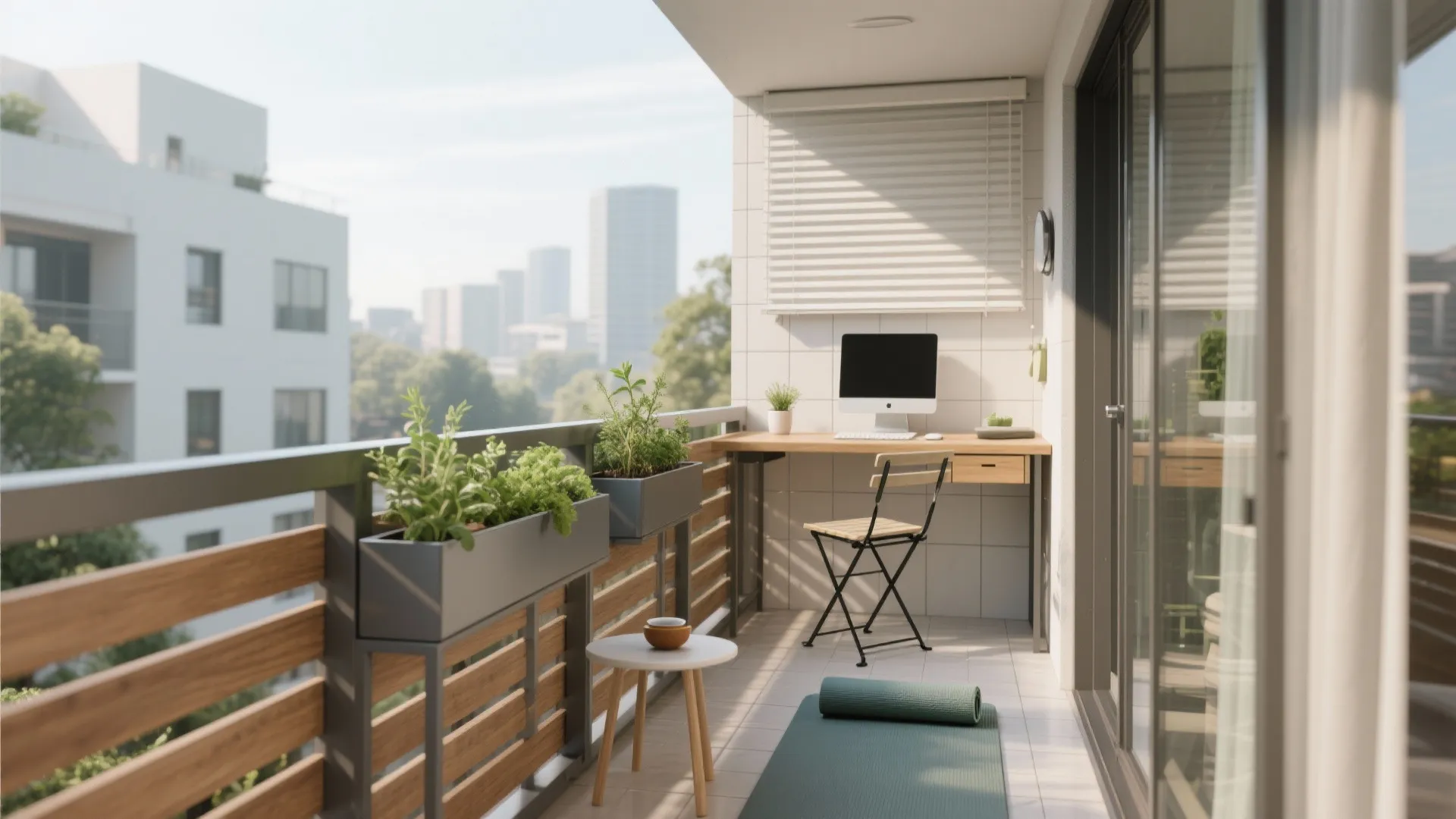 3) Balcony as a Micro-Office or Wellness Nook