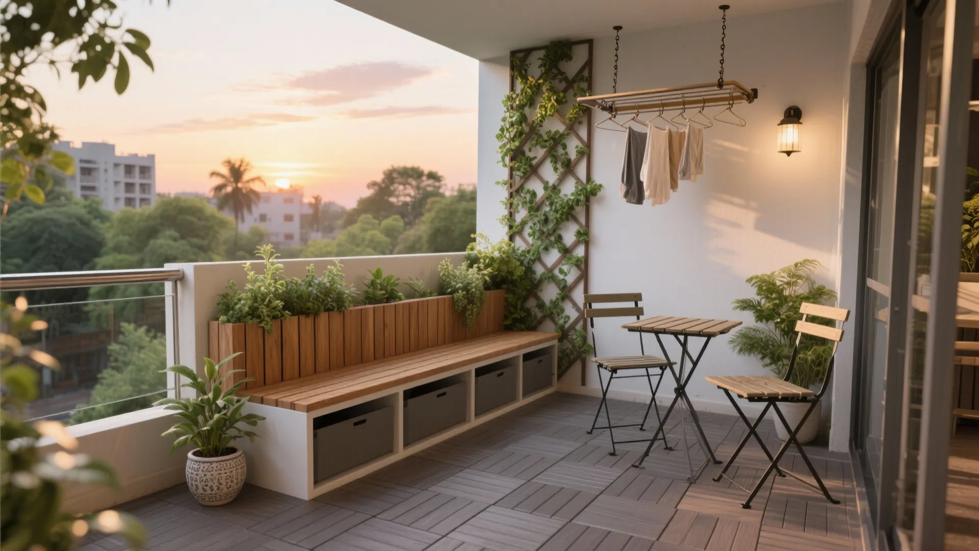 Balcony and utility as multi-use micro zones