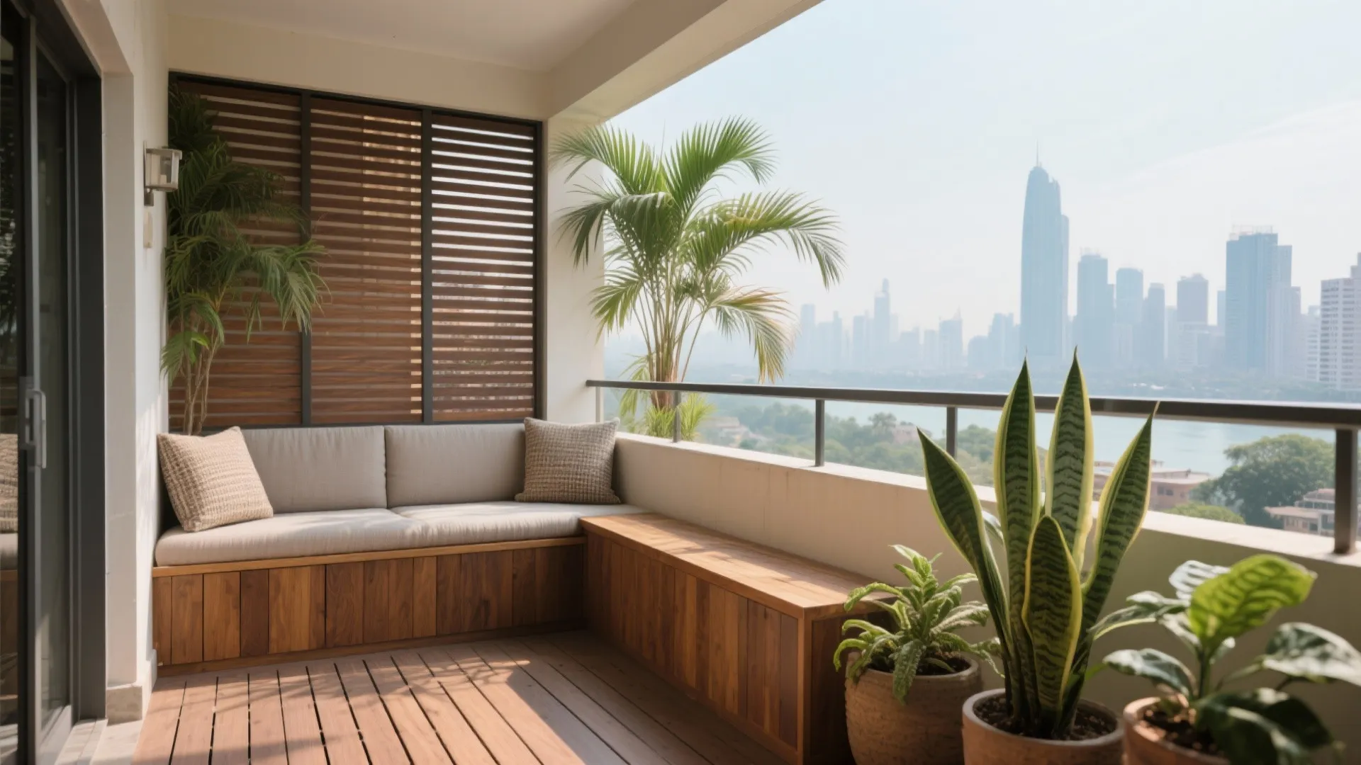 Balcony nook + indoor greens for Mumbai’s light and monsoon