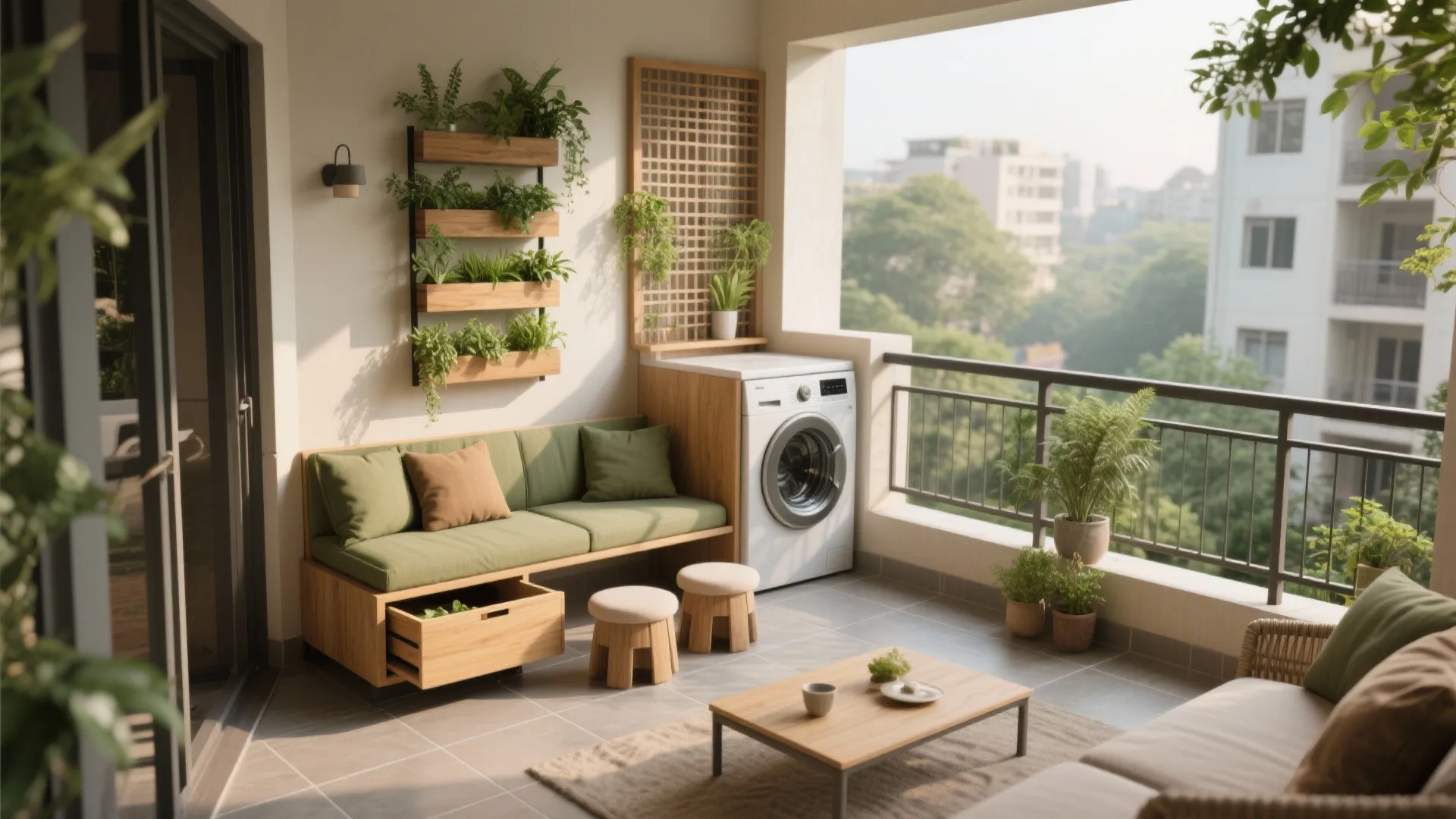 Balcony as a Biophilic Retreat (And Utility, Smartly Hidden)