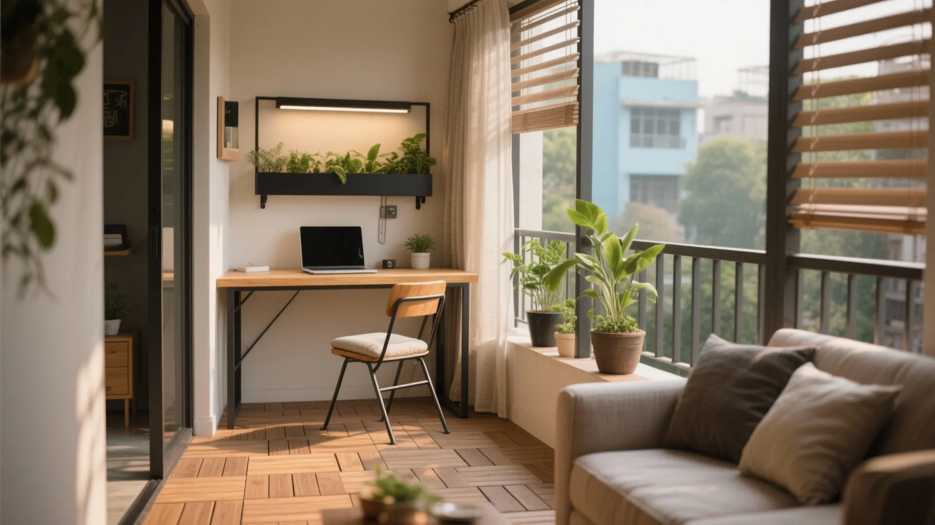 Balcony or Utility Nook as a Flexible Work/Chill Zone
