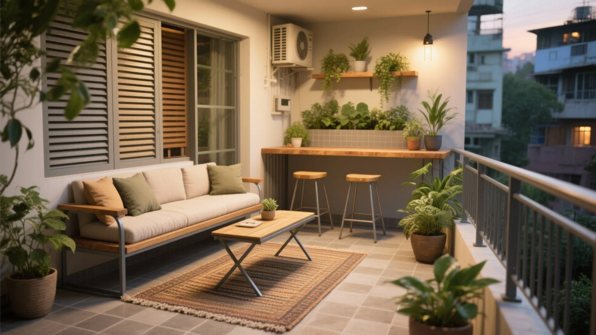 Balcony and utility as a micro living room