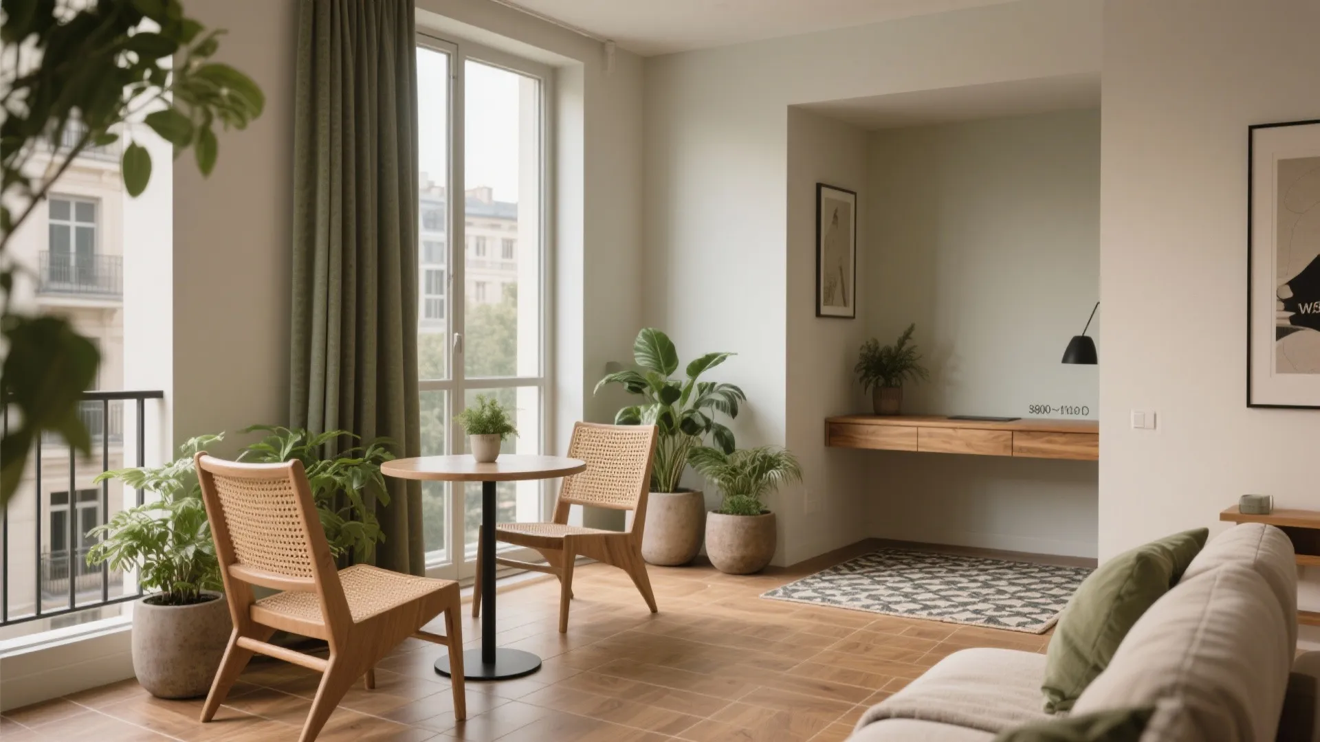 Balcony Calm and a Multi-Use Nook with Biophilic Touches