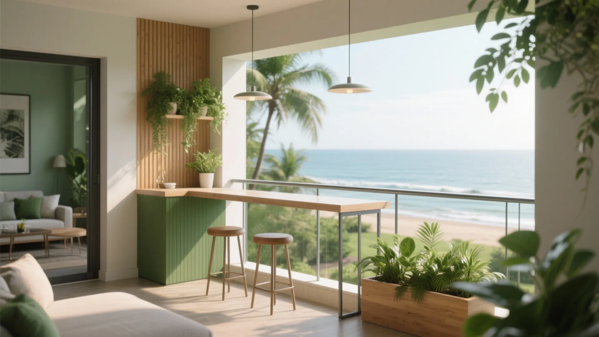 Balcony Green Nook and a Breezy Bar Counter