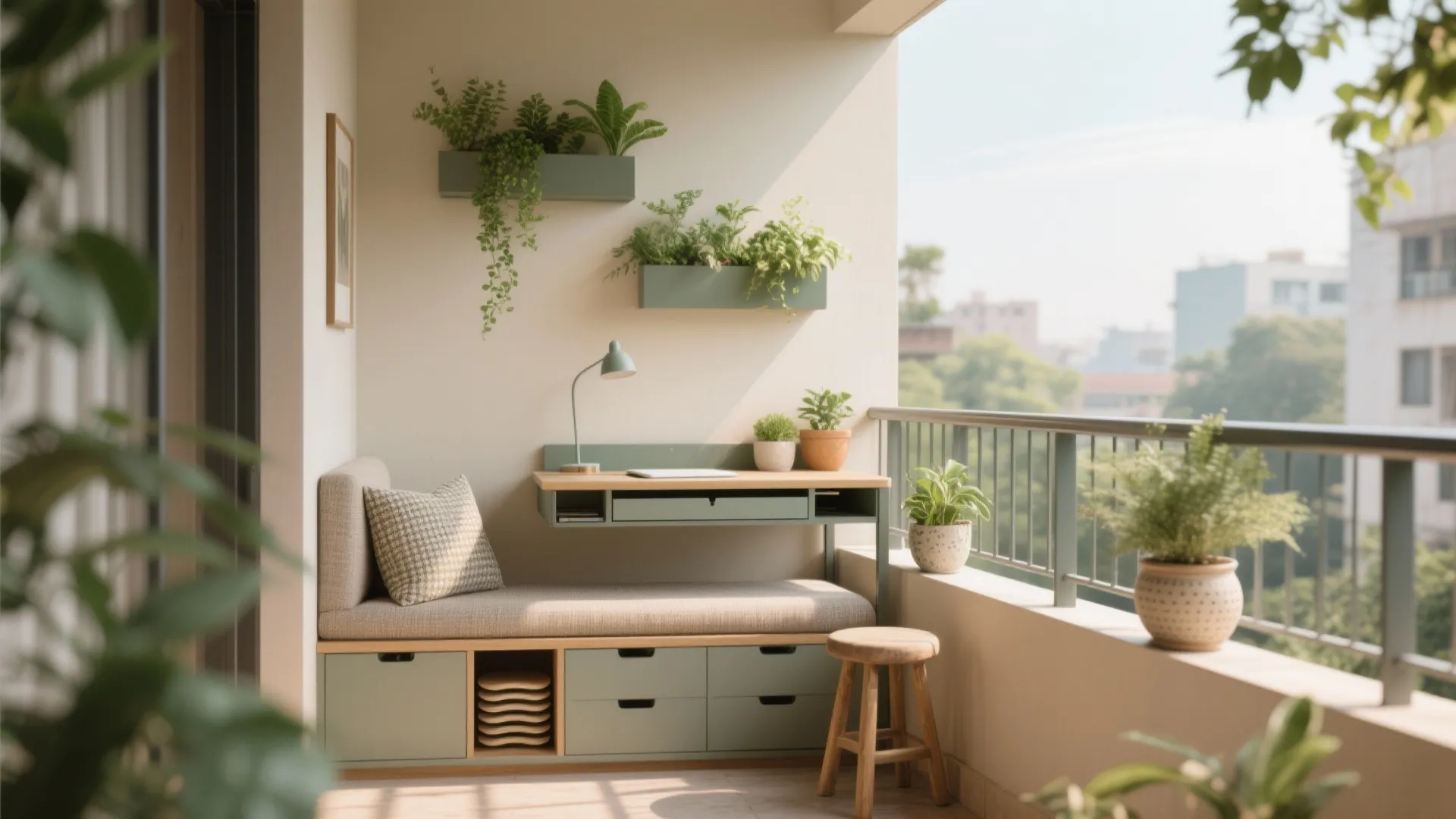 Balcony as Multi-Use Nook: Work, Tea, or Laundry