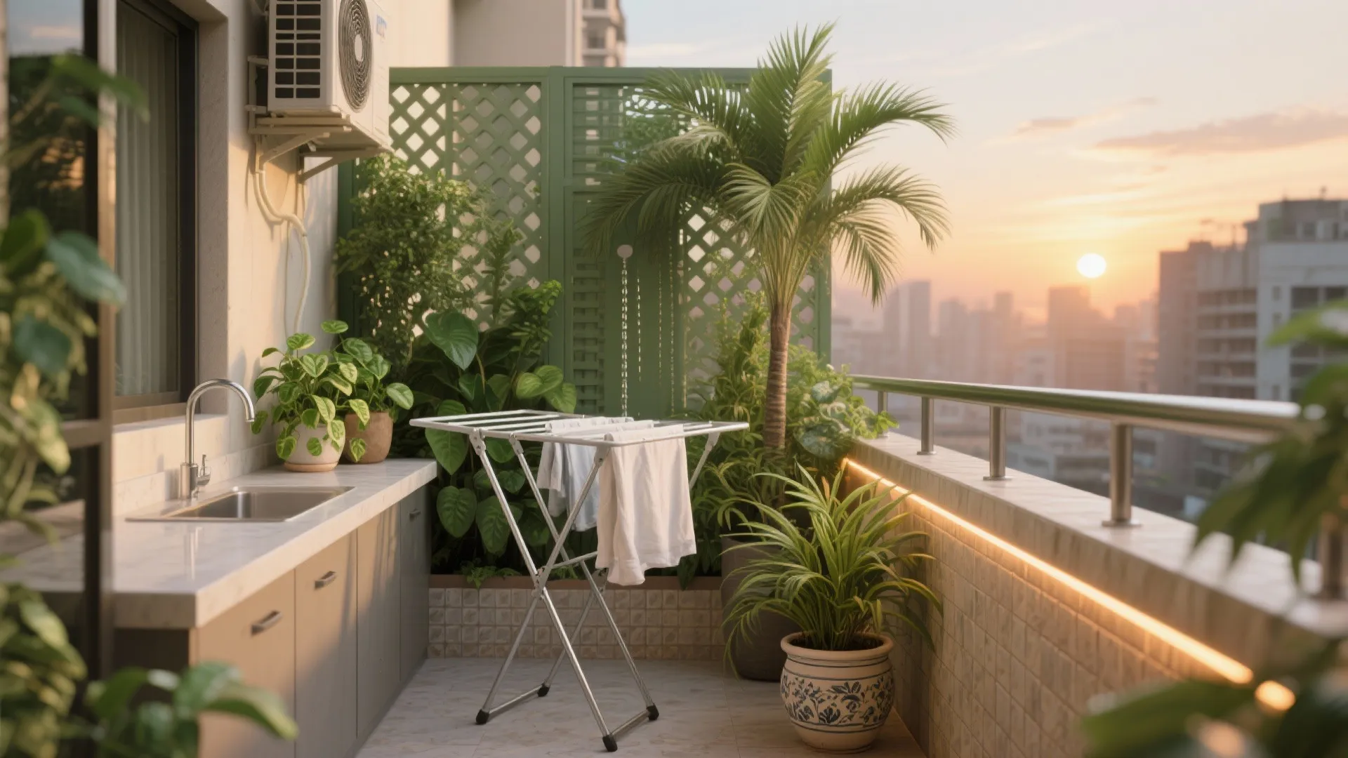 5) Balcony utility that doubles as a green oasis