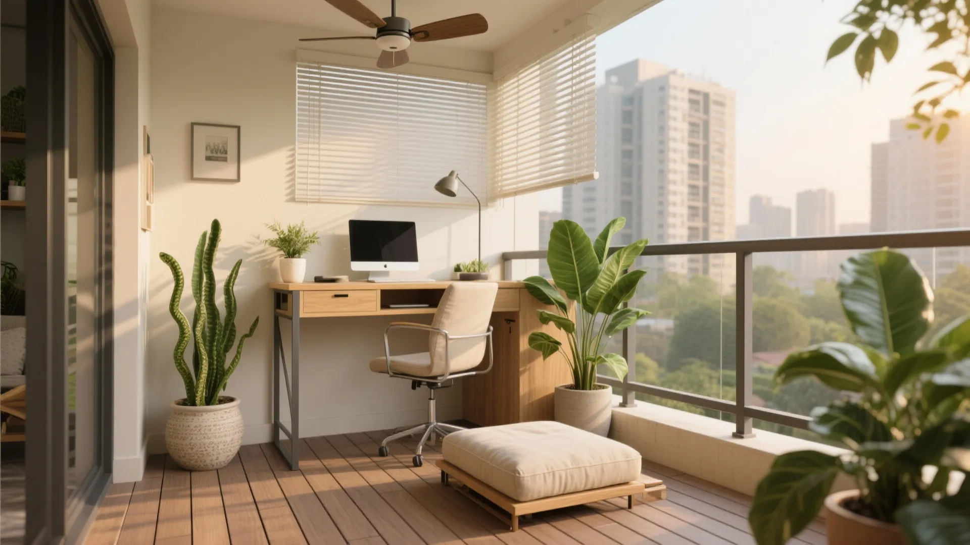 Balcony as Green Nook and Compact Home Office