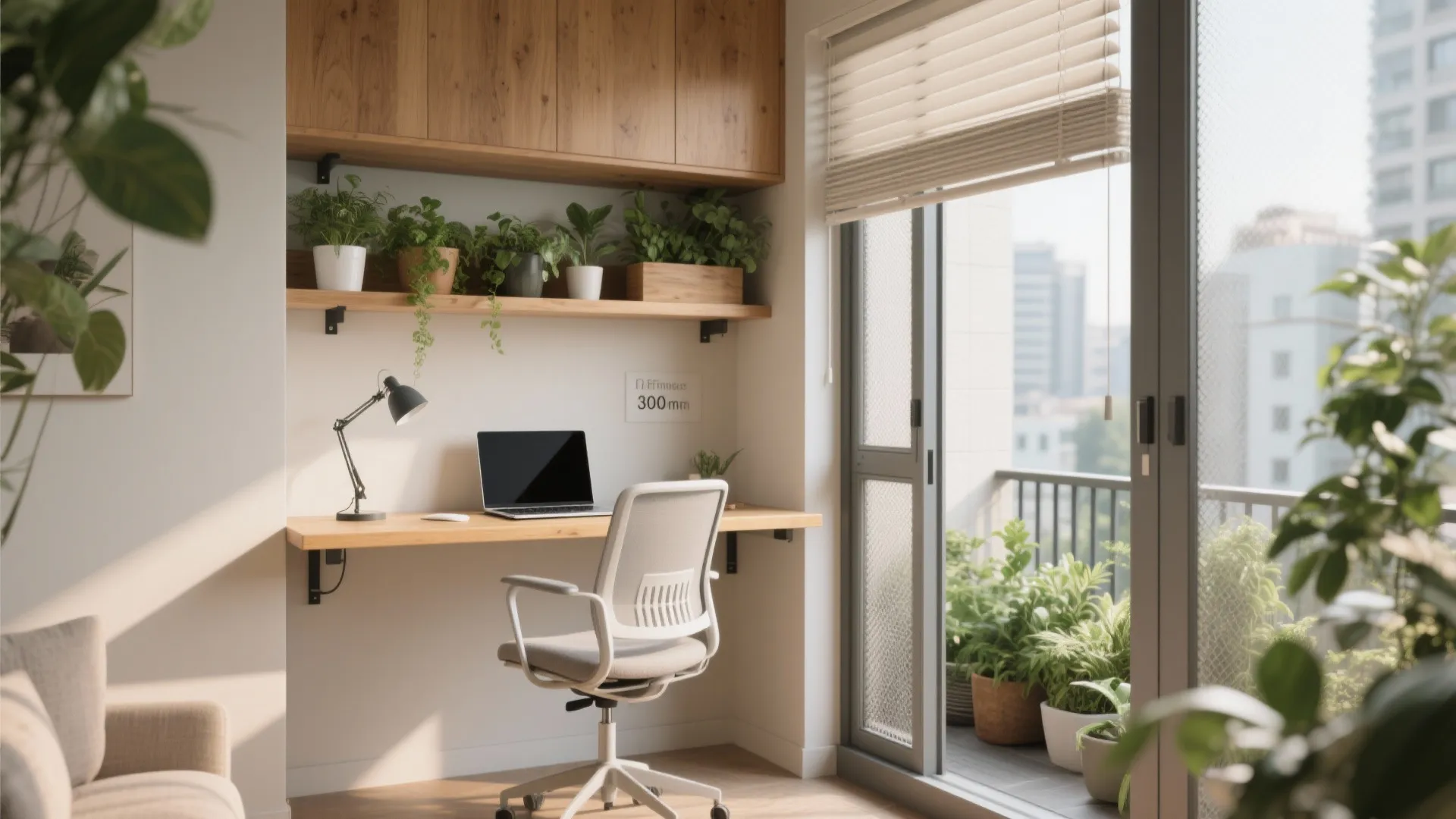 Balcony micro-office and green nook