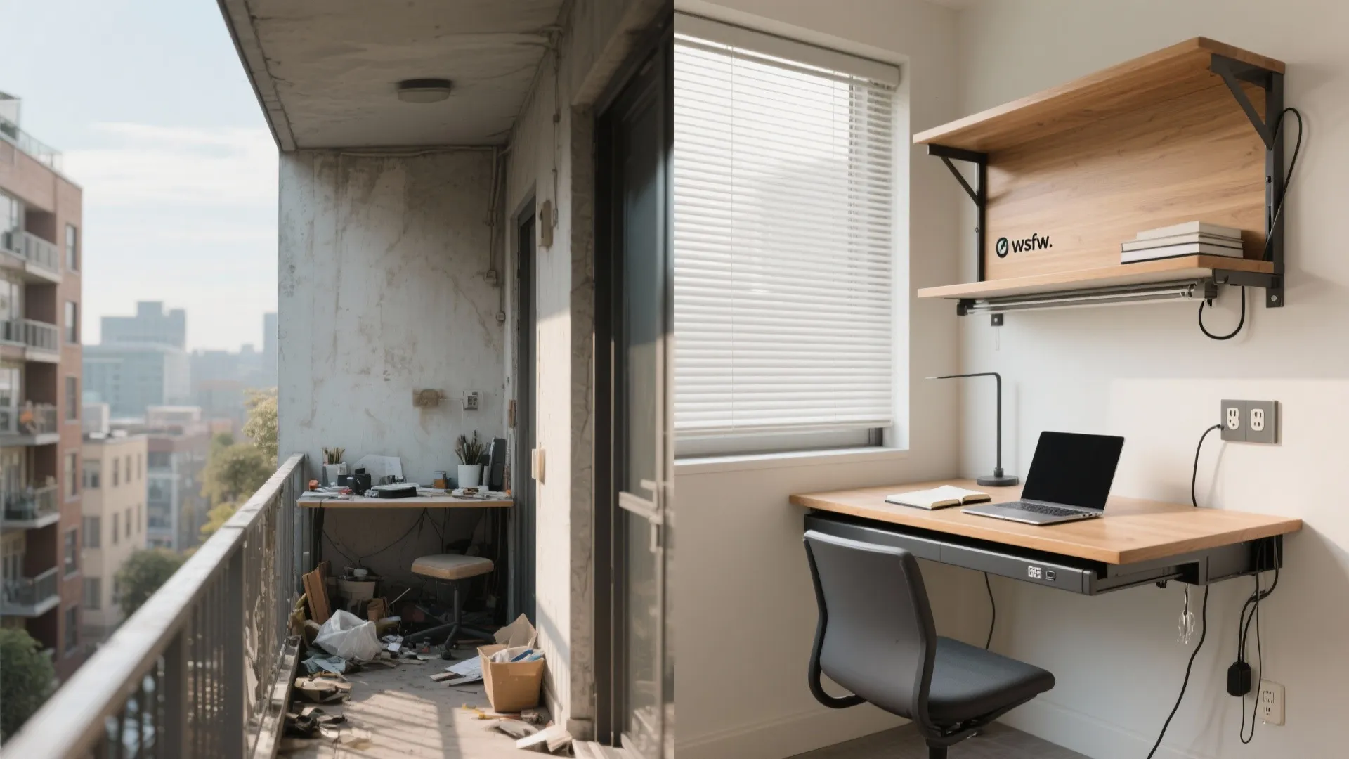 All-weather micro office with sliding screen and power plan