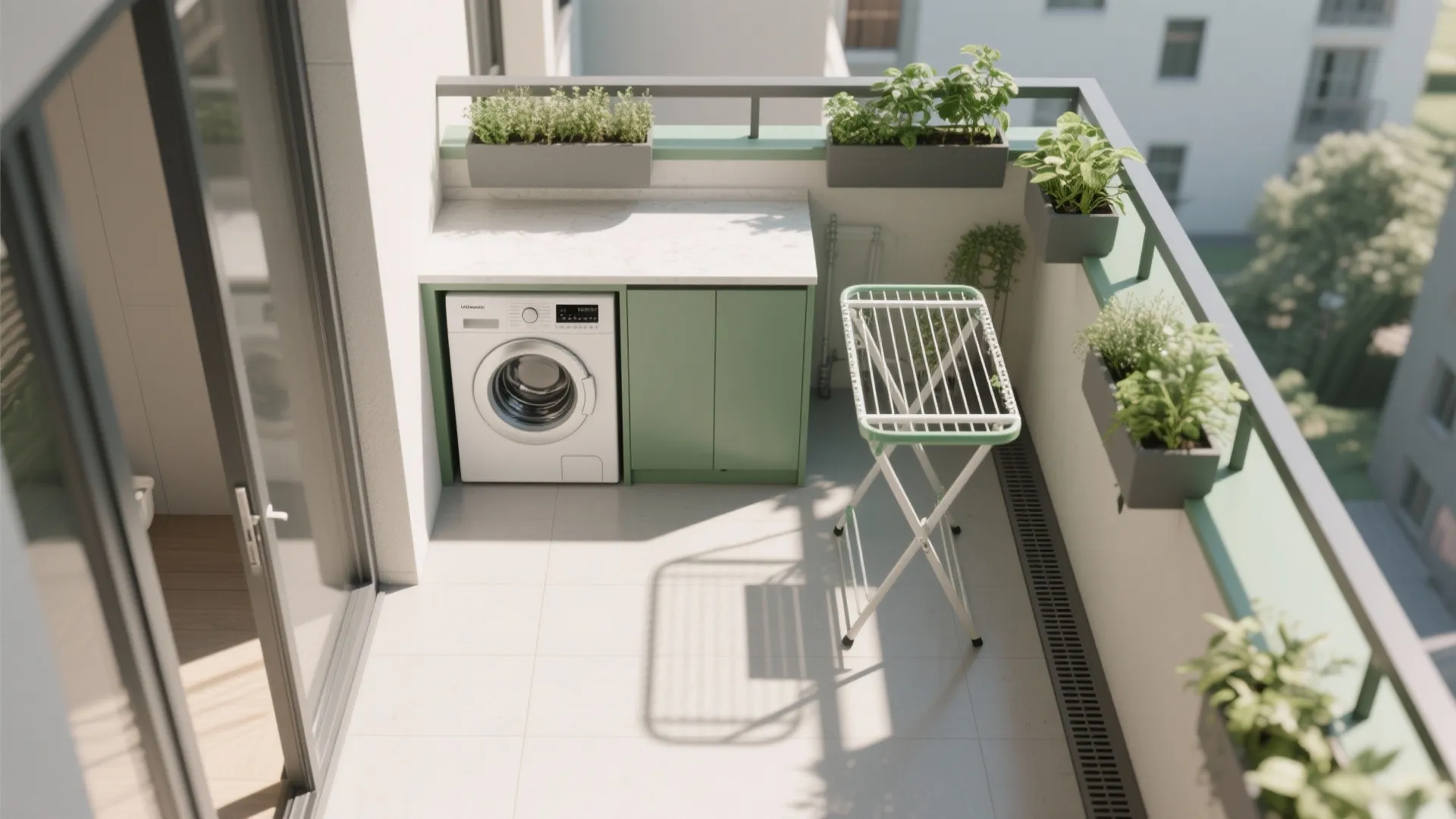 Balcony-utility fusion: green, breezy, and hardworking