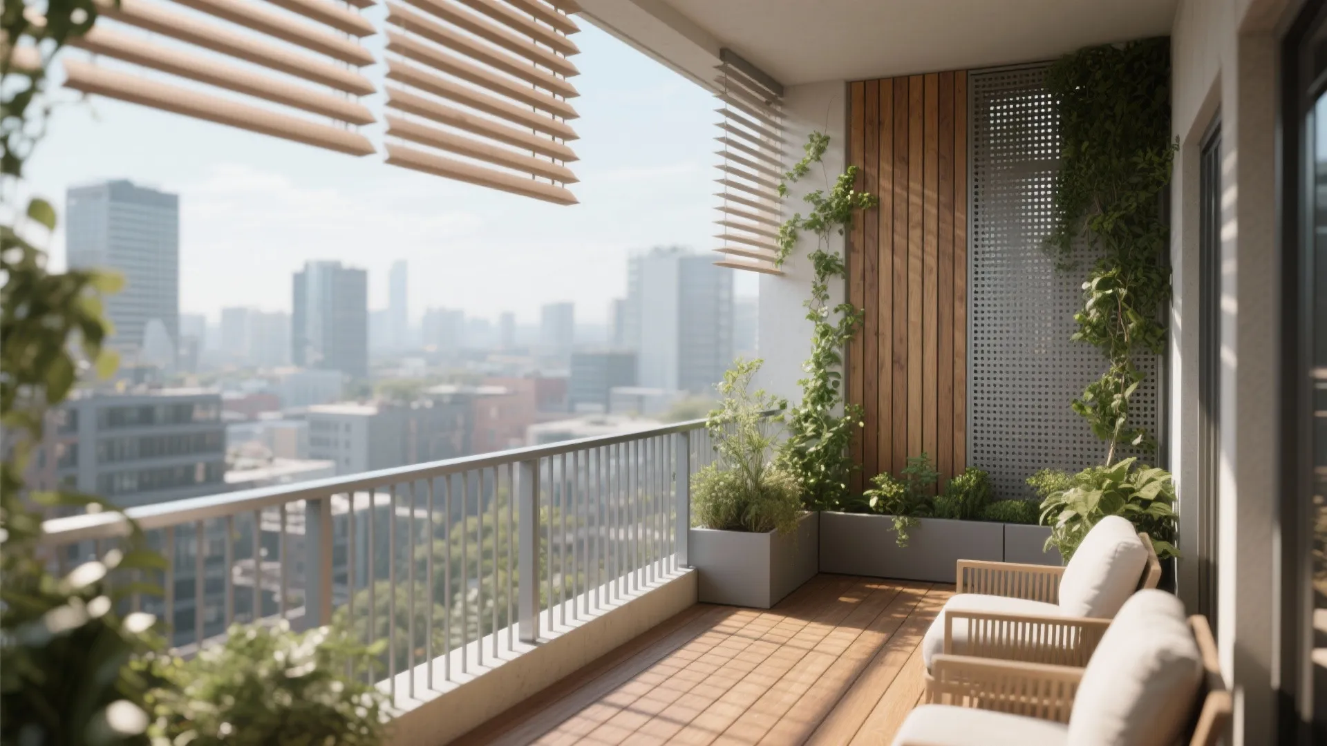Balcony privacy screens with airflow