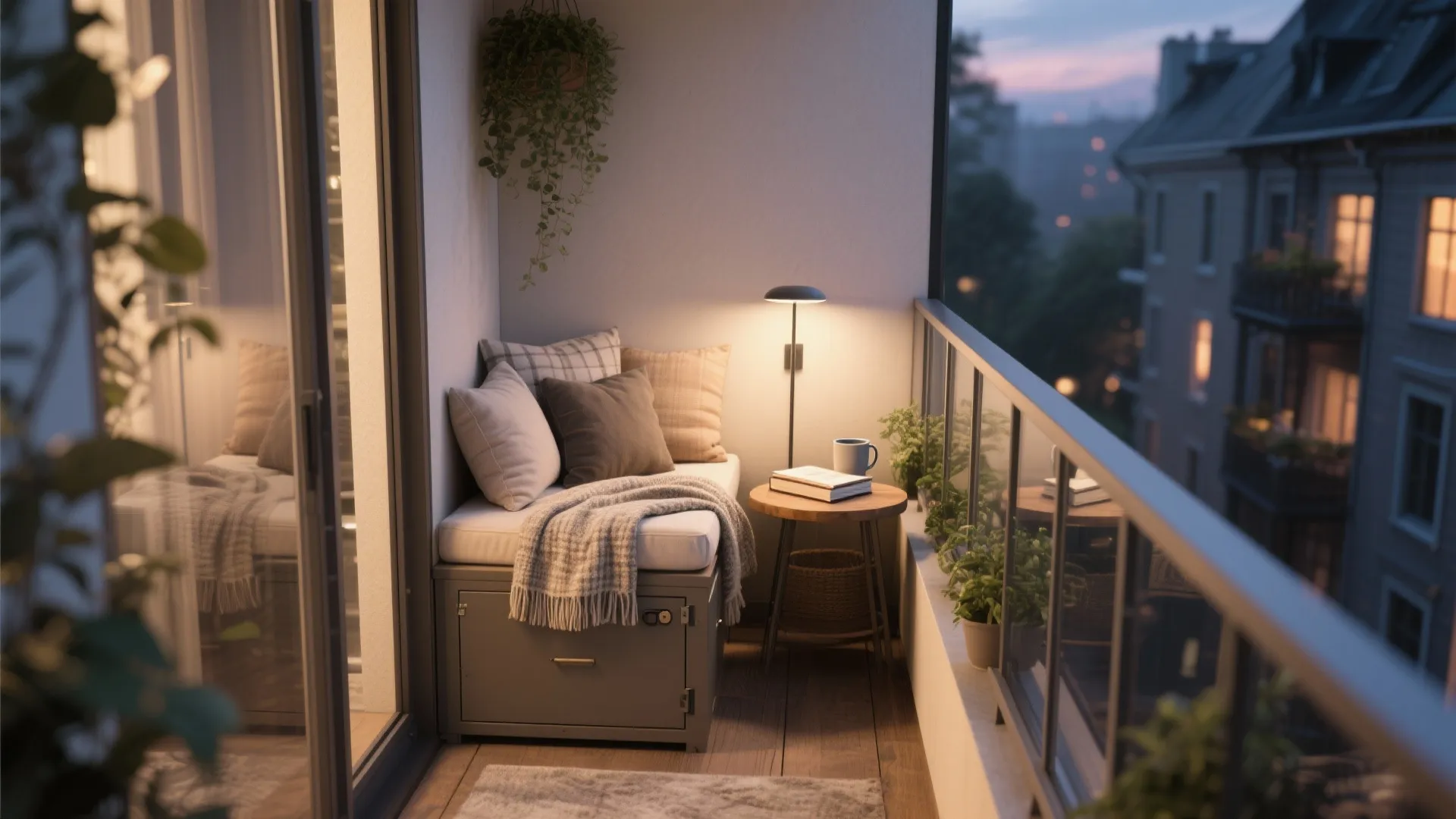 2. Create a cozy reading nook on the balcony