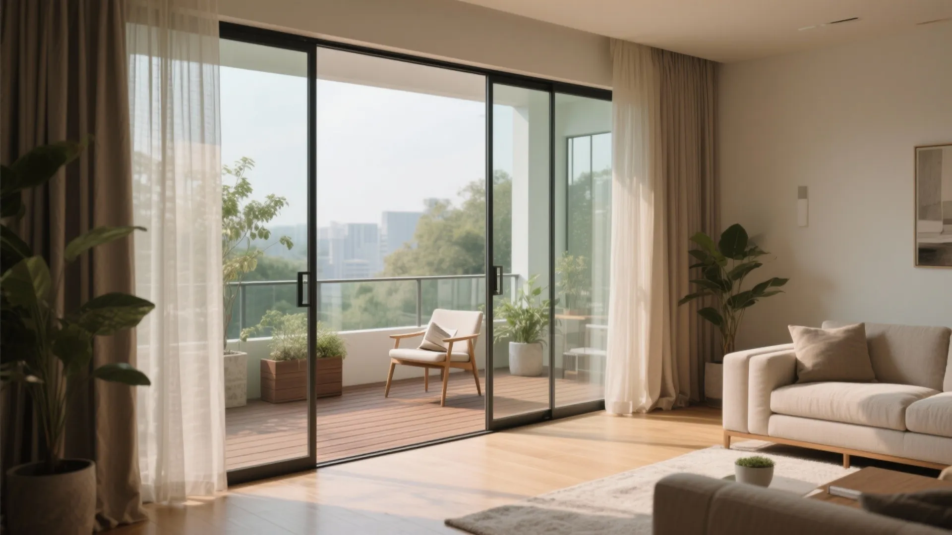 Balcony-to-living continuity with sliding glass