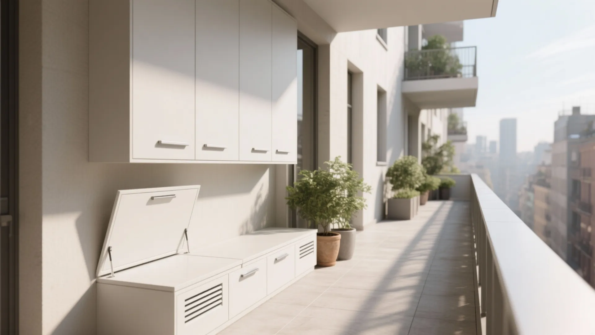 Minimalist balcony storage that disappears