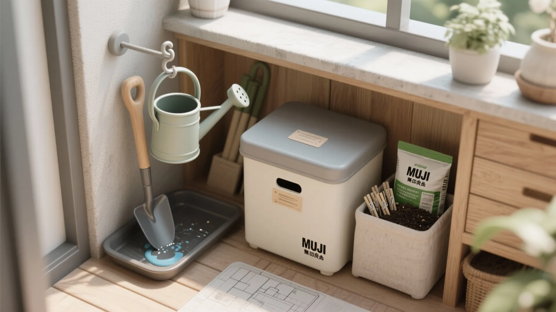 Tips 3: 収纳技巧で“土・水・道具”を1ユニット化（收纳技巧）