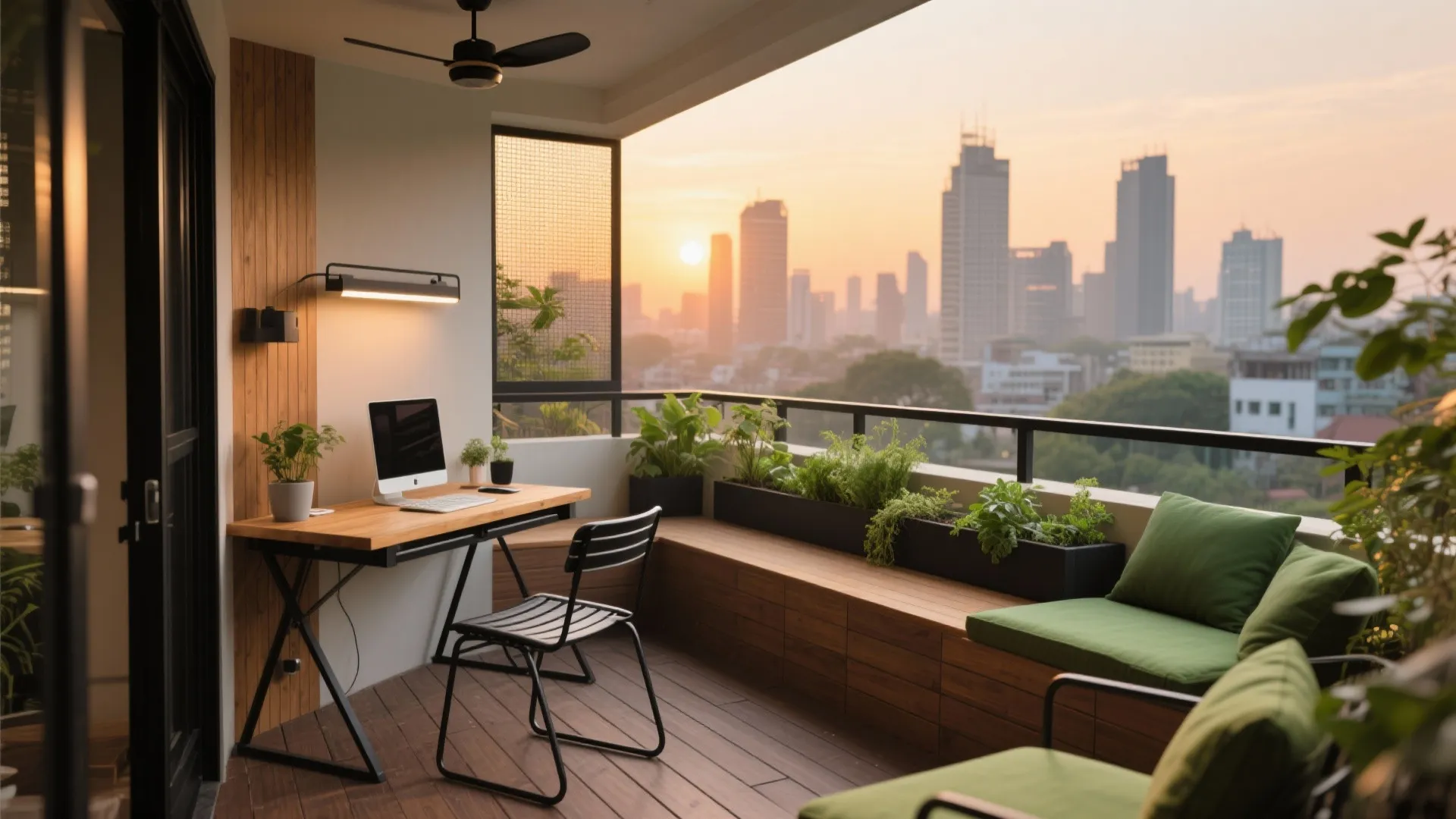 4) Balcony-to-micro-studio: WFH, plants, and pause