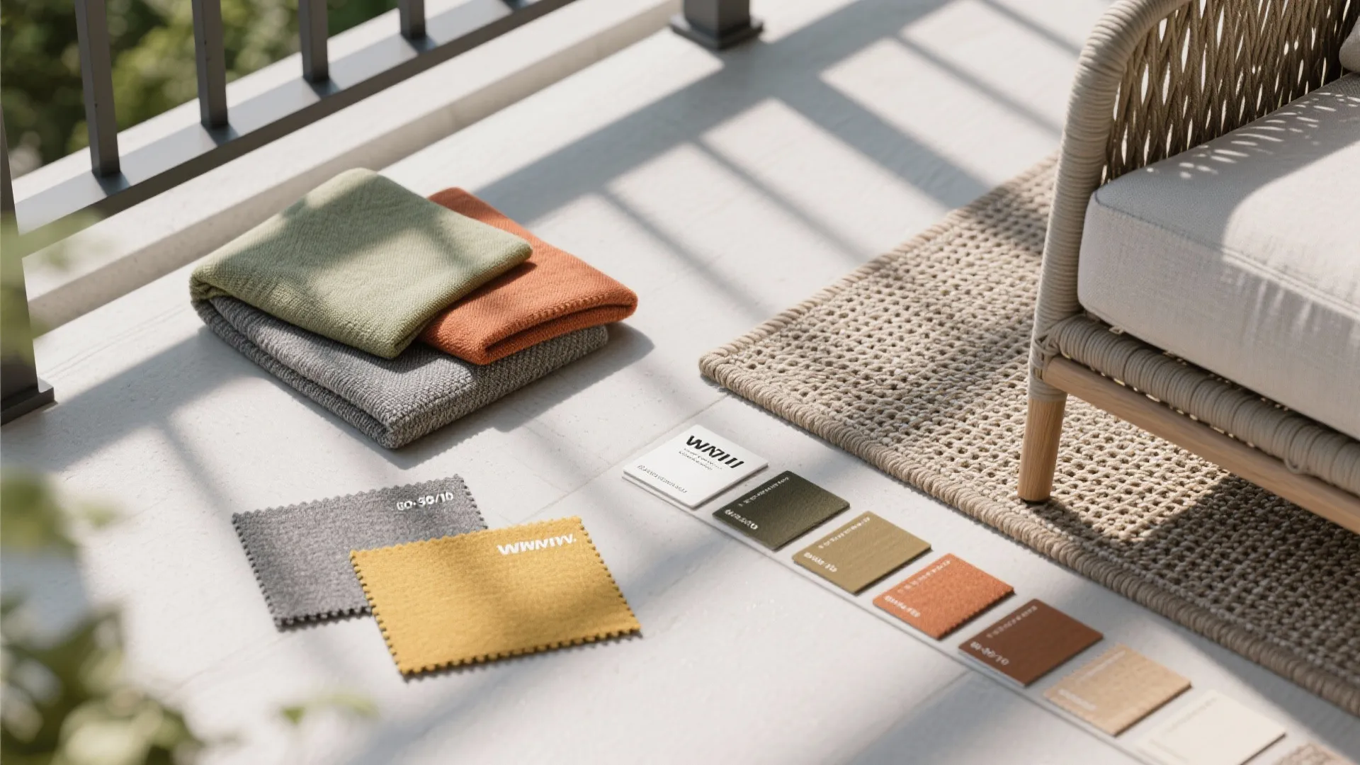 Weatherproof textiles and a cohesive palette