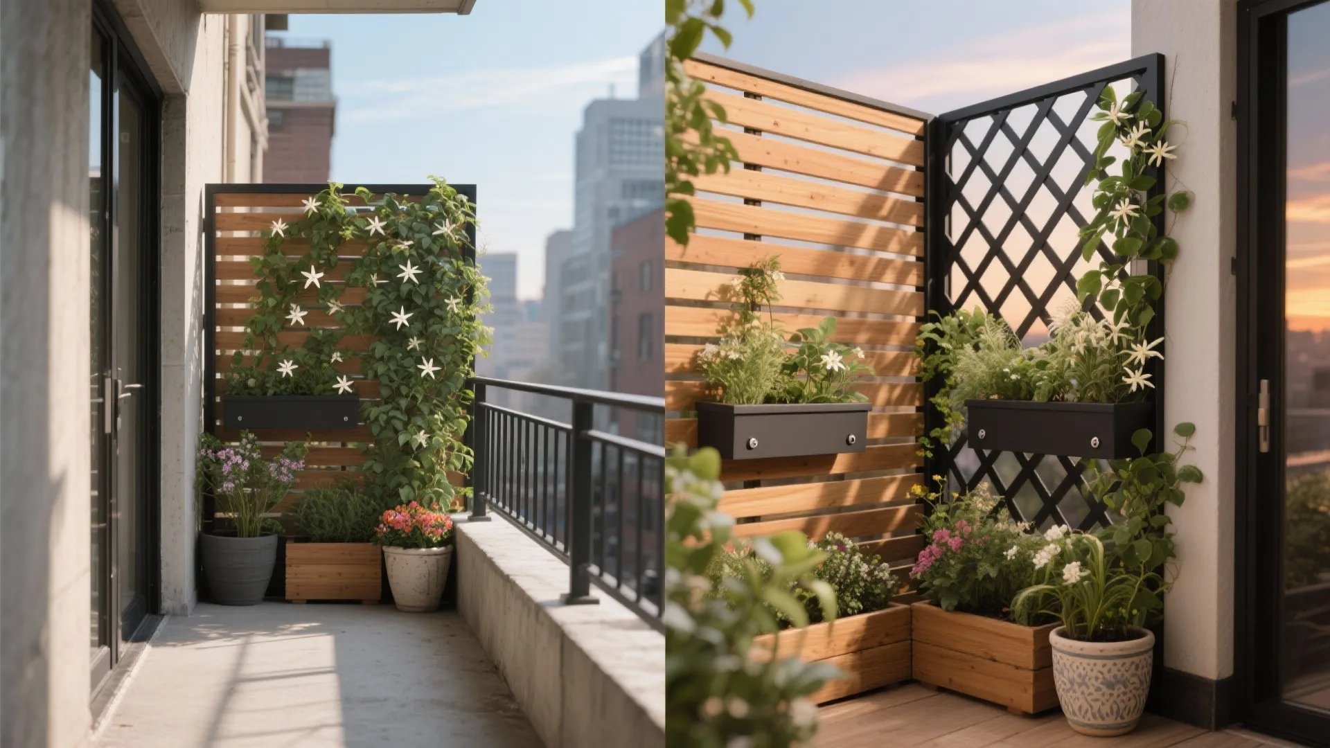 4) Balcony Trellis Green Wall with Mixed Materials