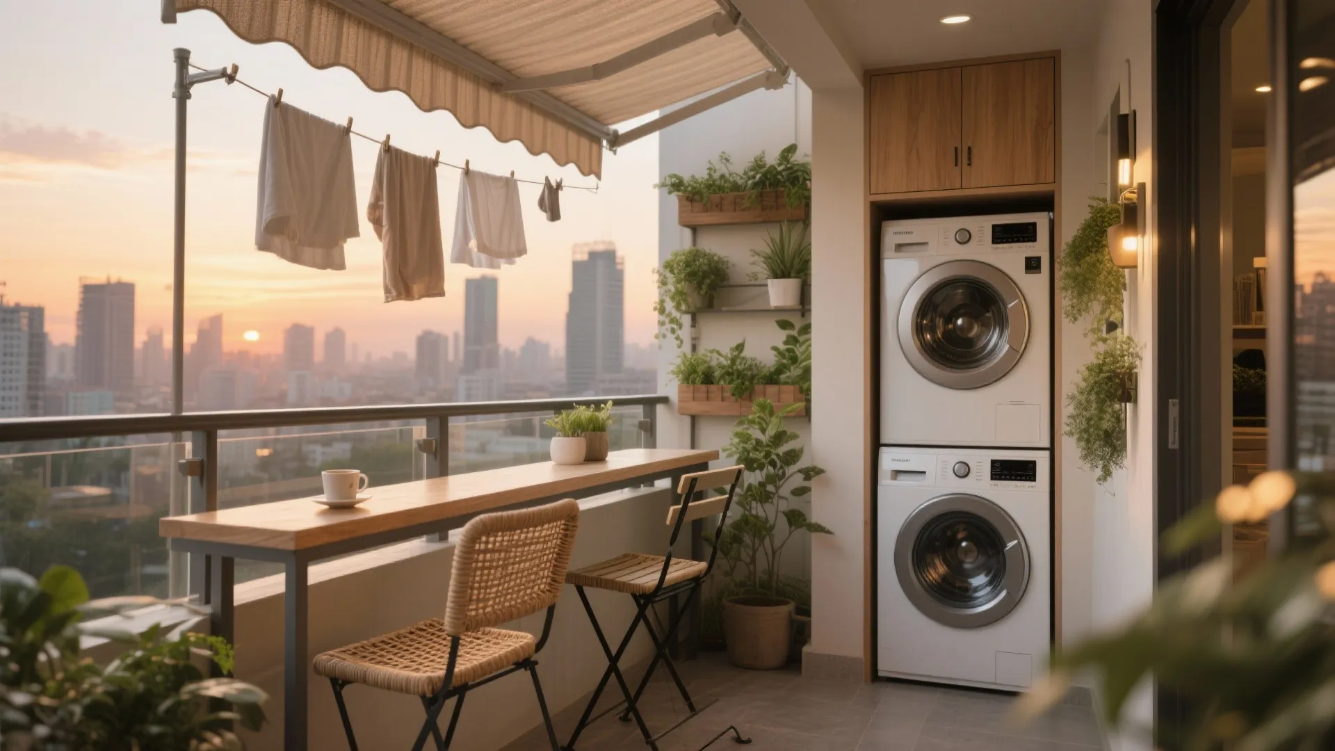 Balcony-meets-utility: a breathable mini retreat