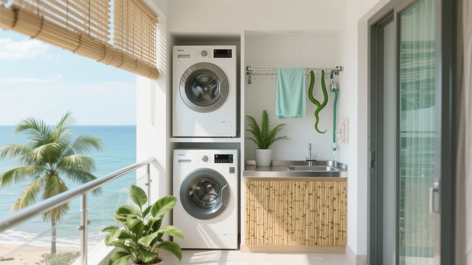 Balcony–Utility Fusion: Green, Laundry, and Storage