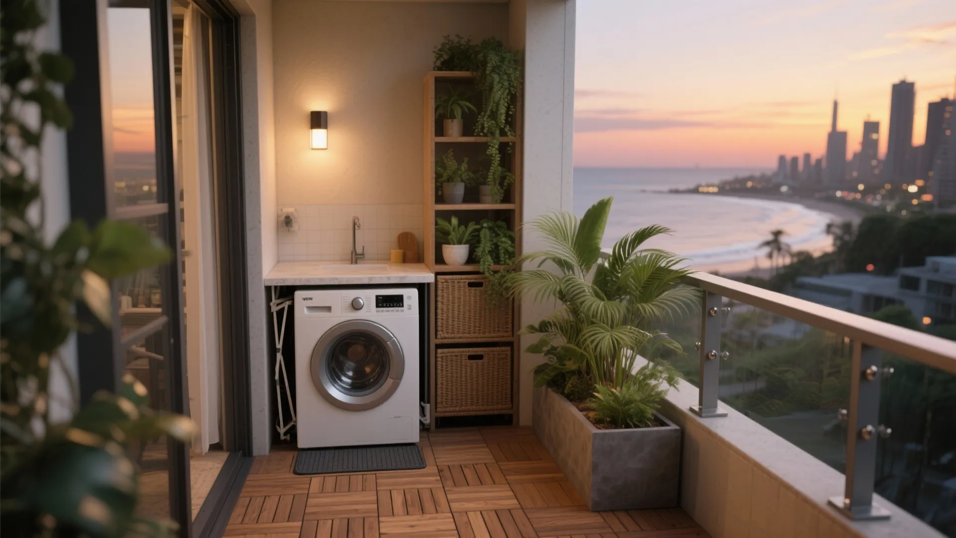 Balcony utility + a biophilic nook for coastal living