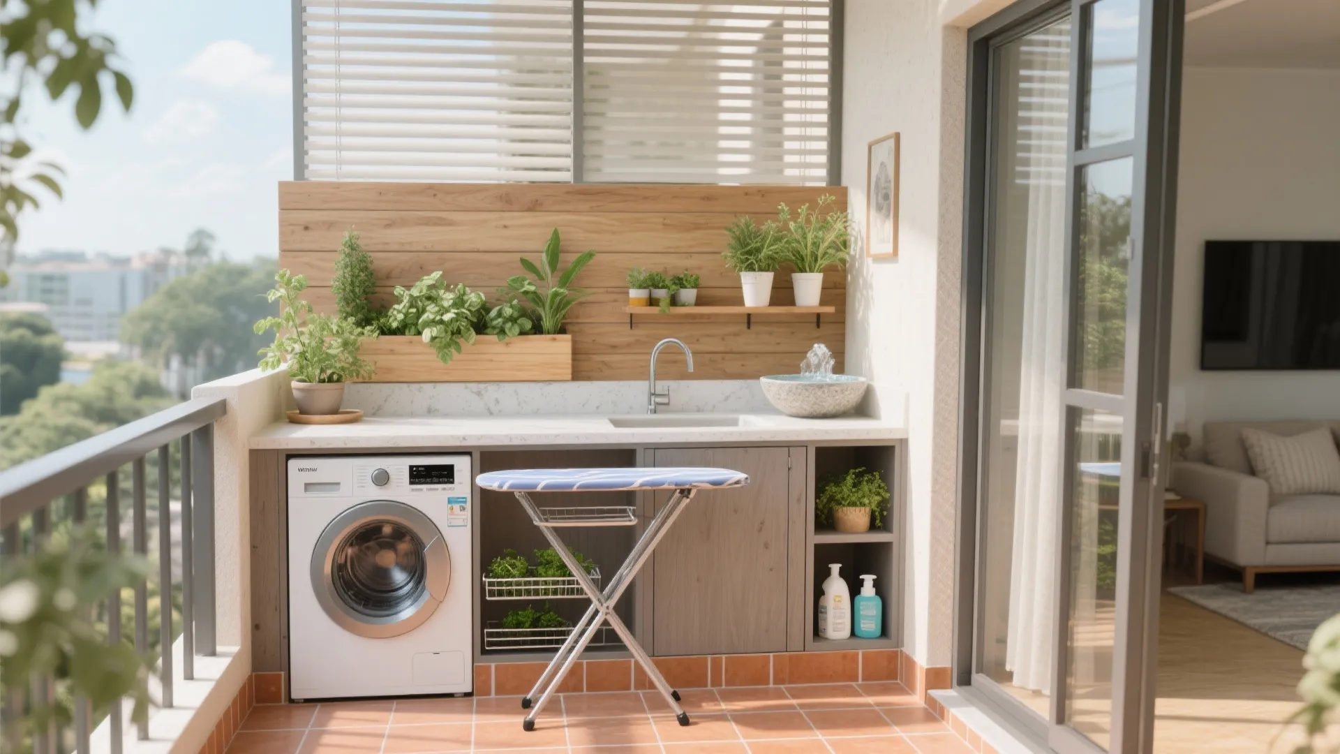 4) Balcony utility plus a biophilic green nook