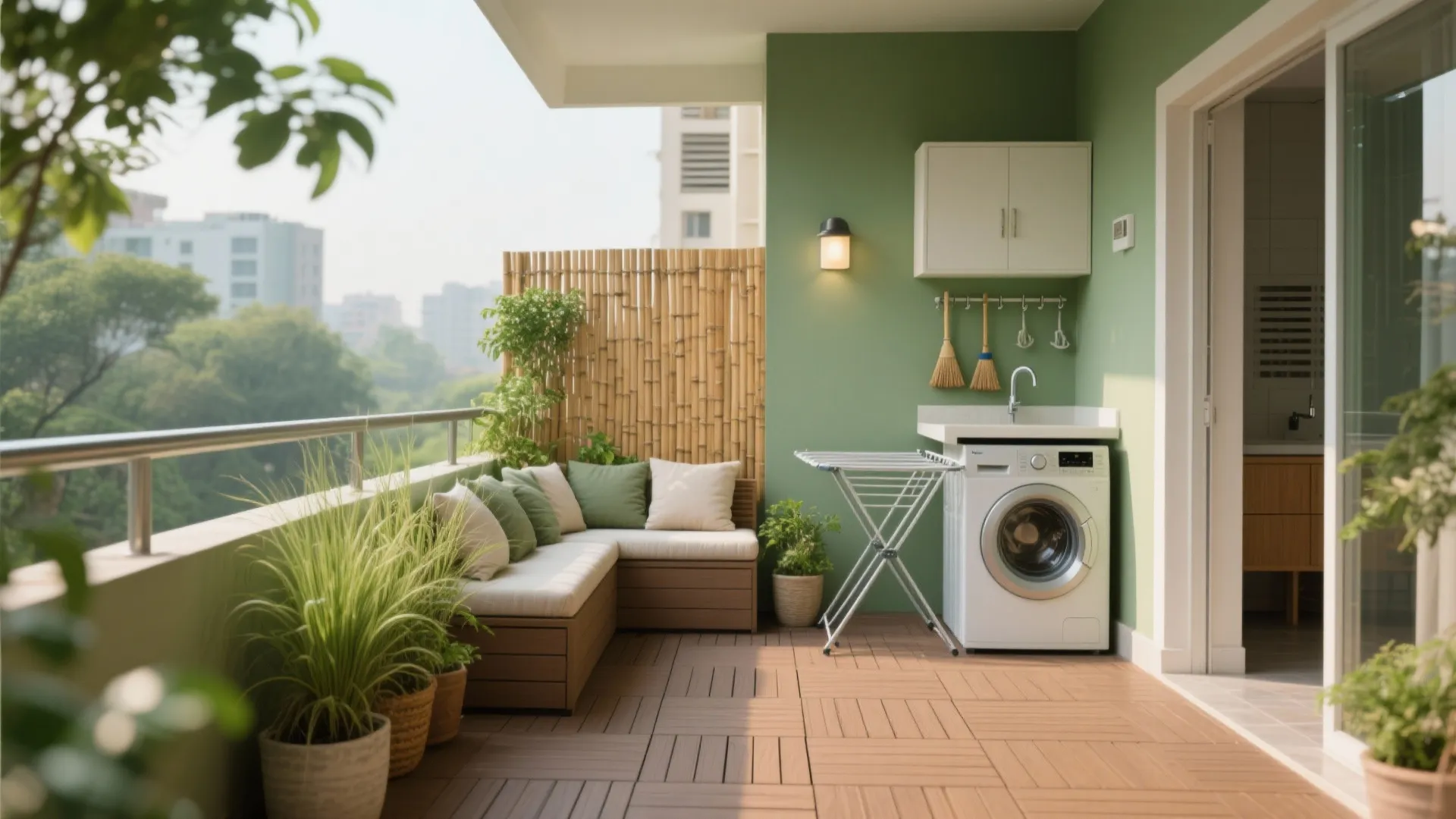 Balcony + Utility: Green Calm and Real Workhorses