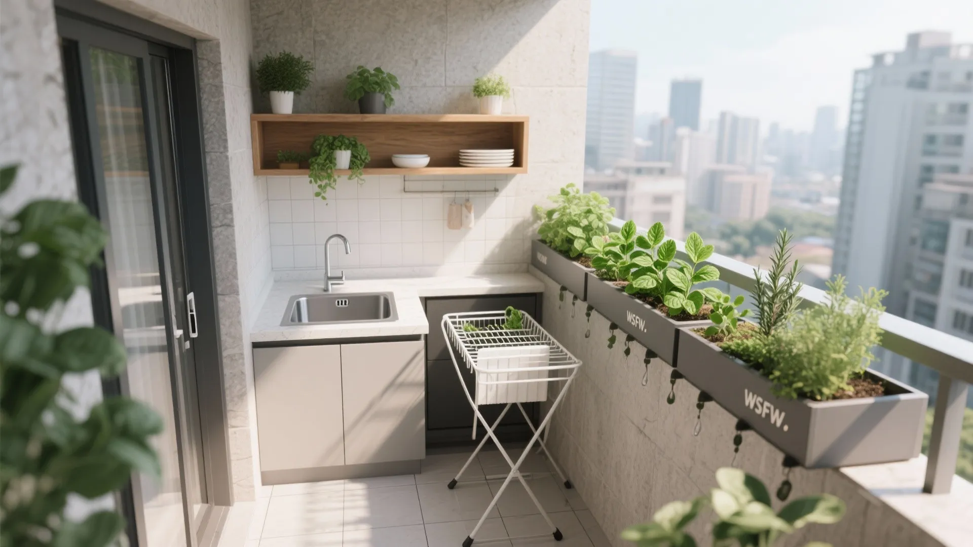 Balcony Utility + Herb Garden as a Bonus Room