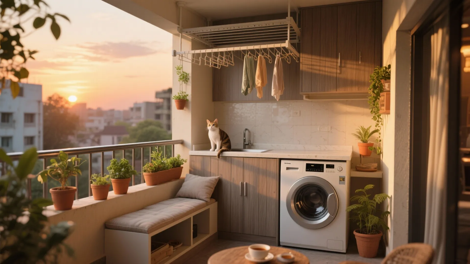 Balcony-utility upgrade: green, clean, and multi-use