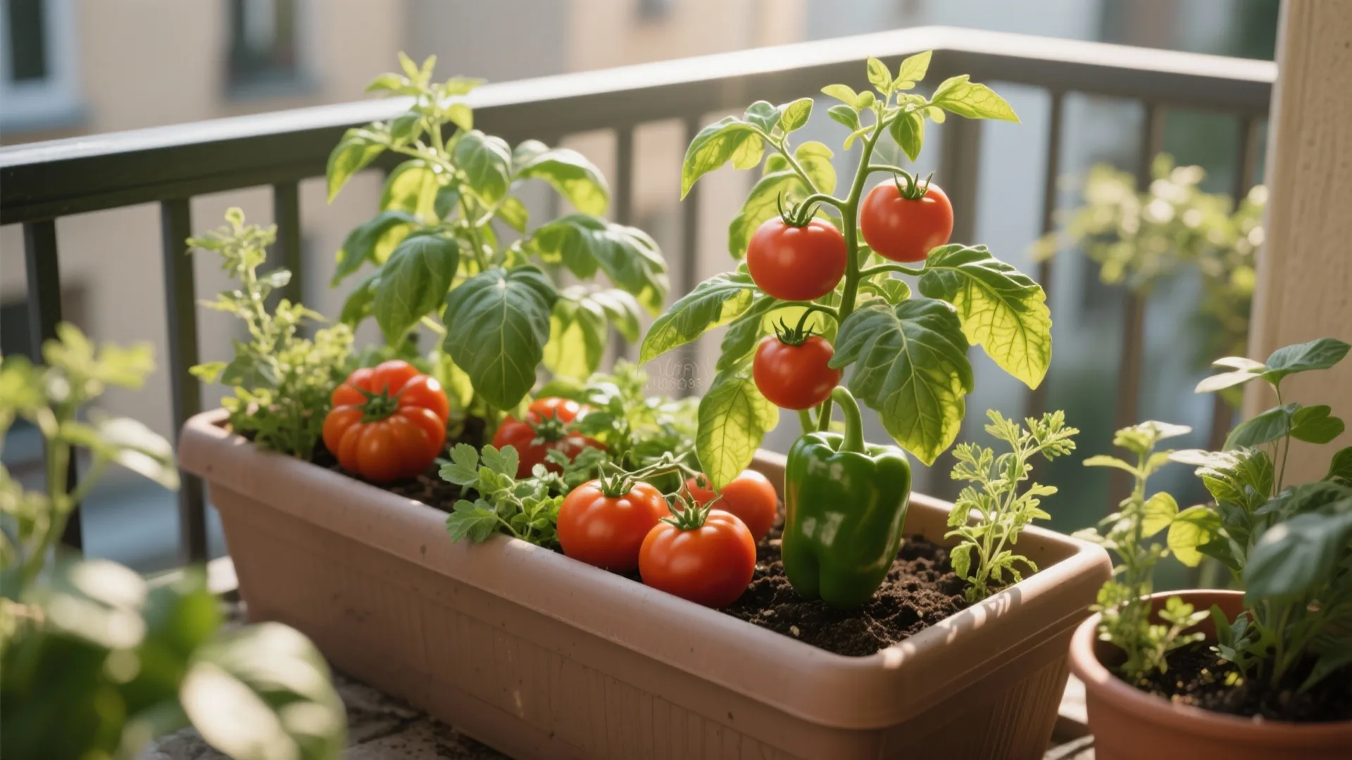 Mini vegetable patches in containers