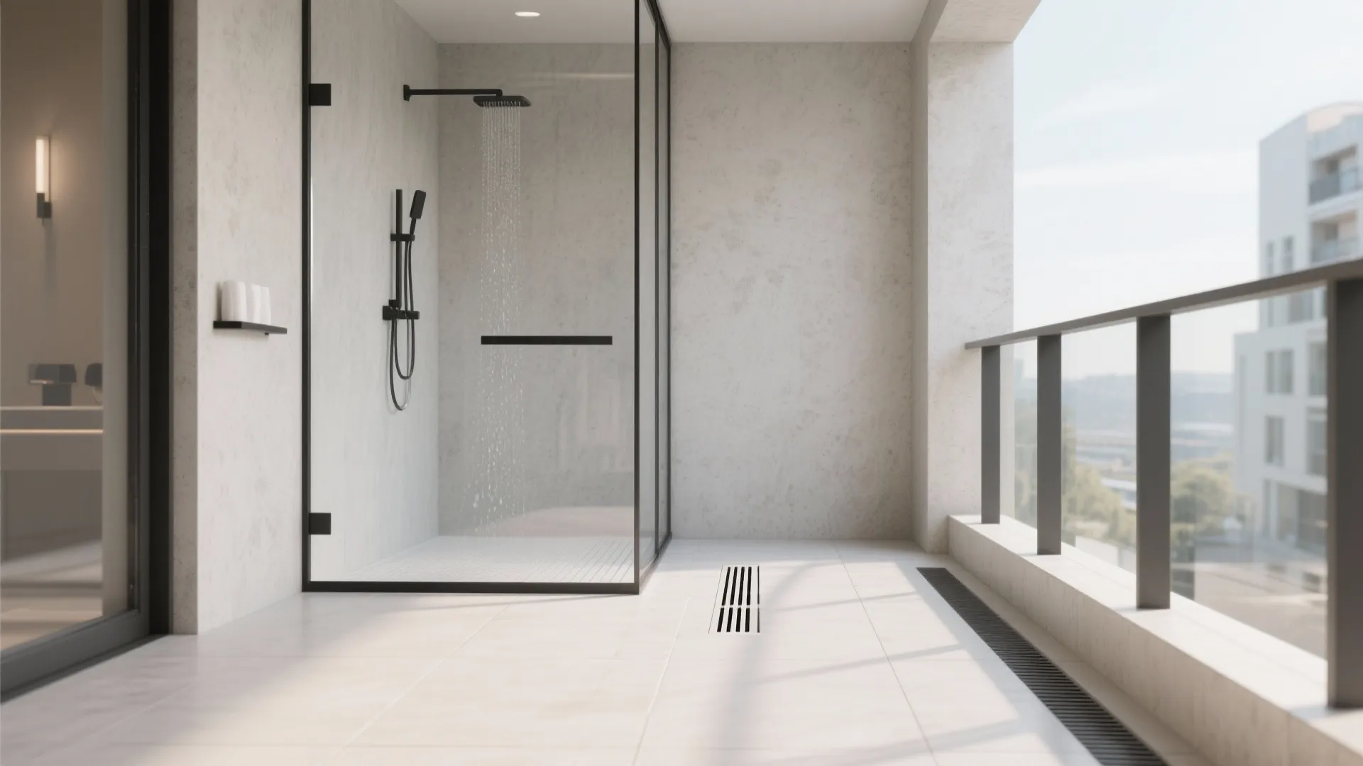 Minimalist Wet Room on the Balcony