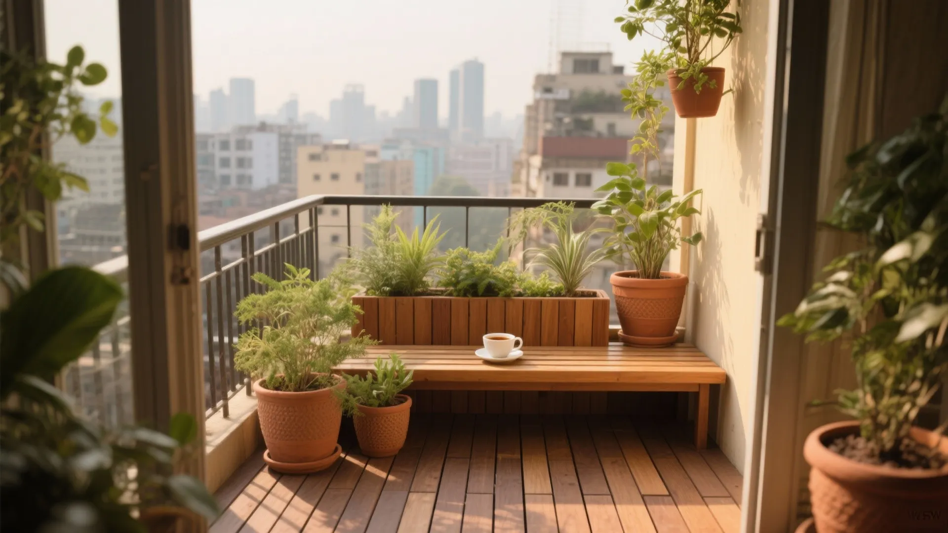 Balcony retreat with biophilic calm