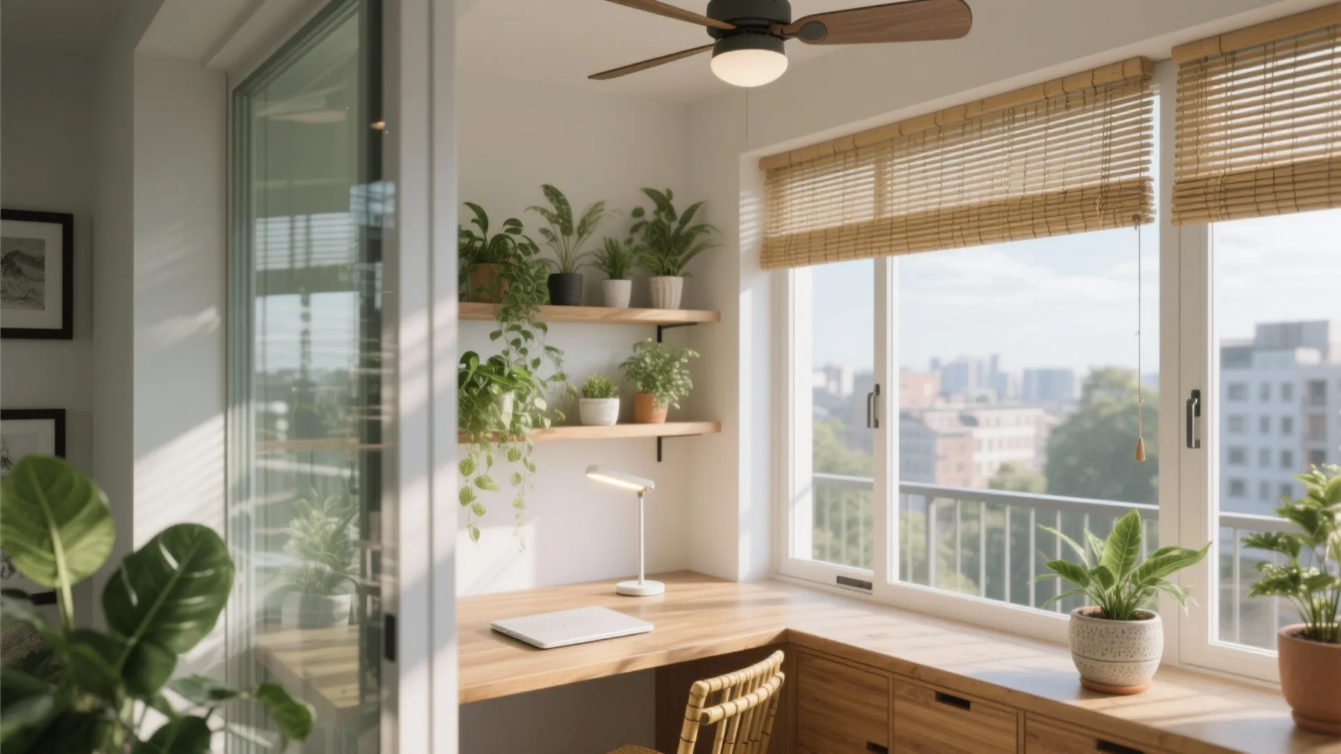 Balcony-to-Work Nook That Stays Breezy and Green