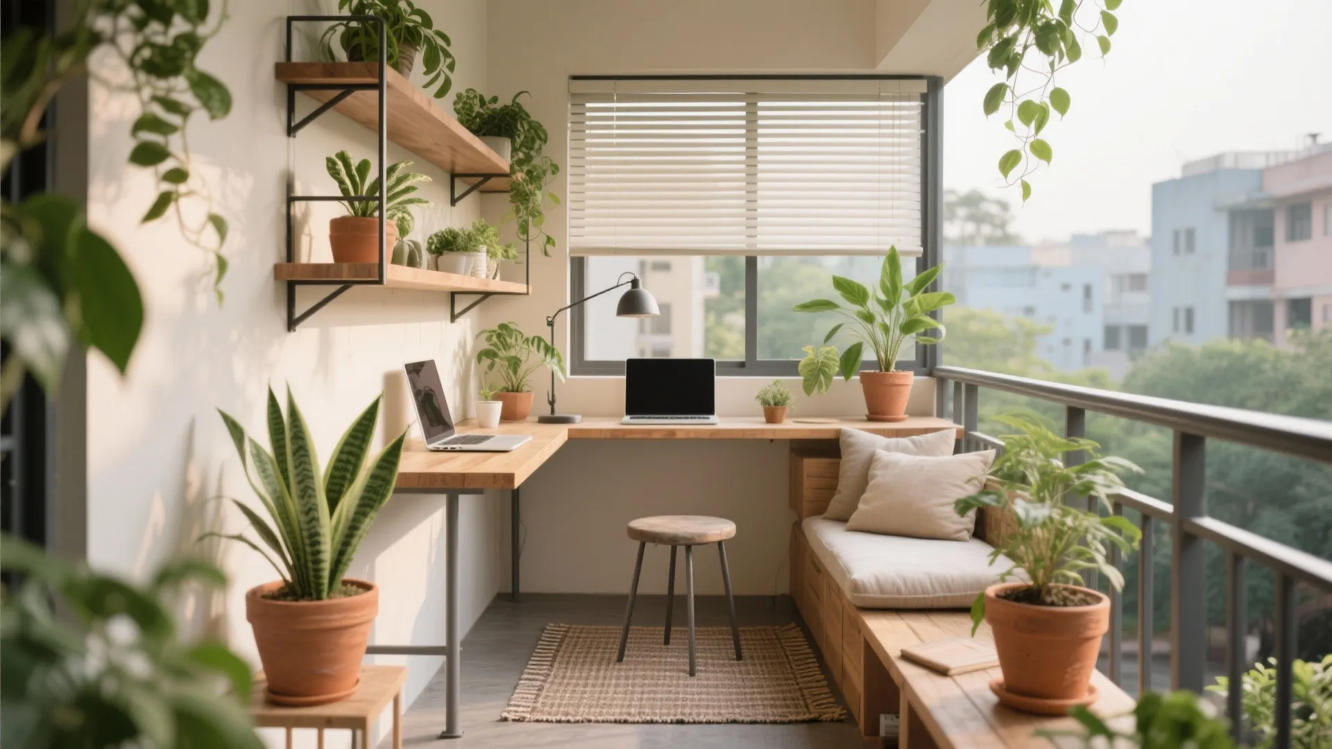 Balcony as flexible work/green nook