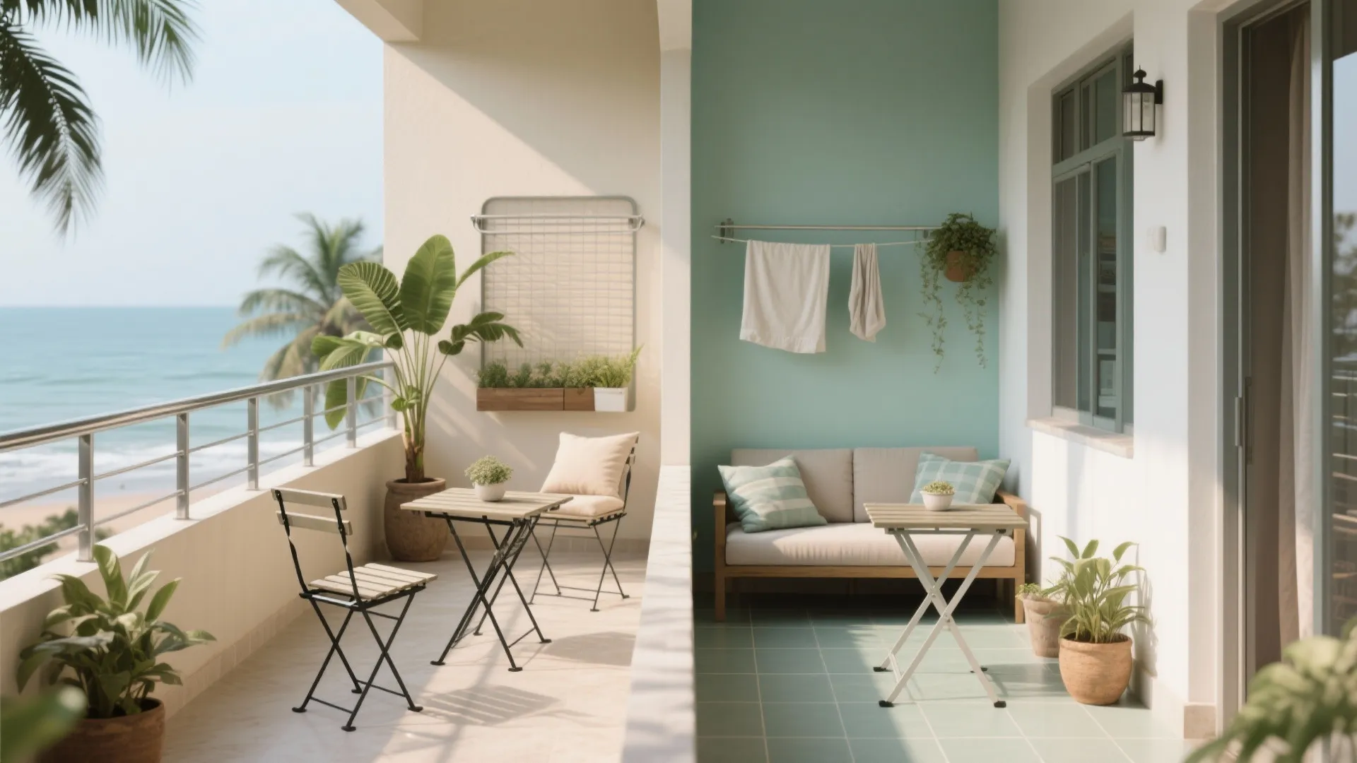 Balcony lounge + utility zoning