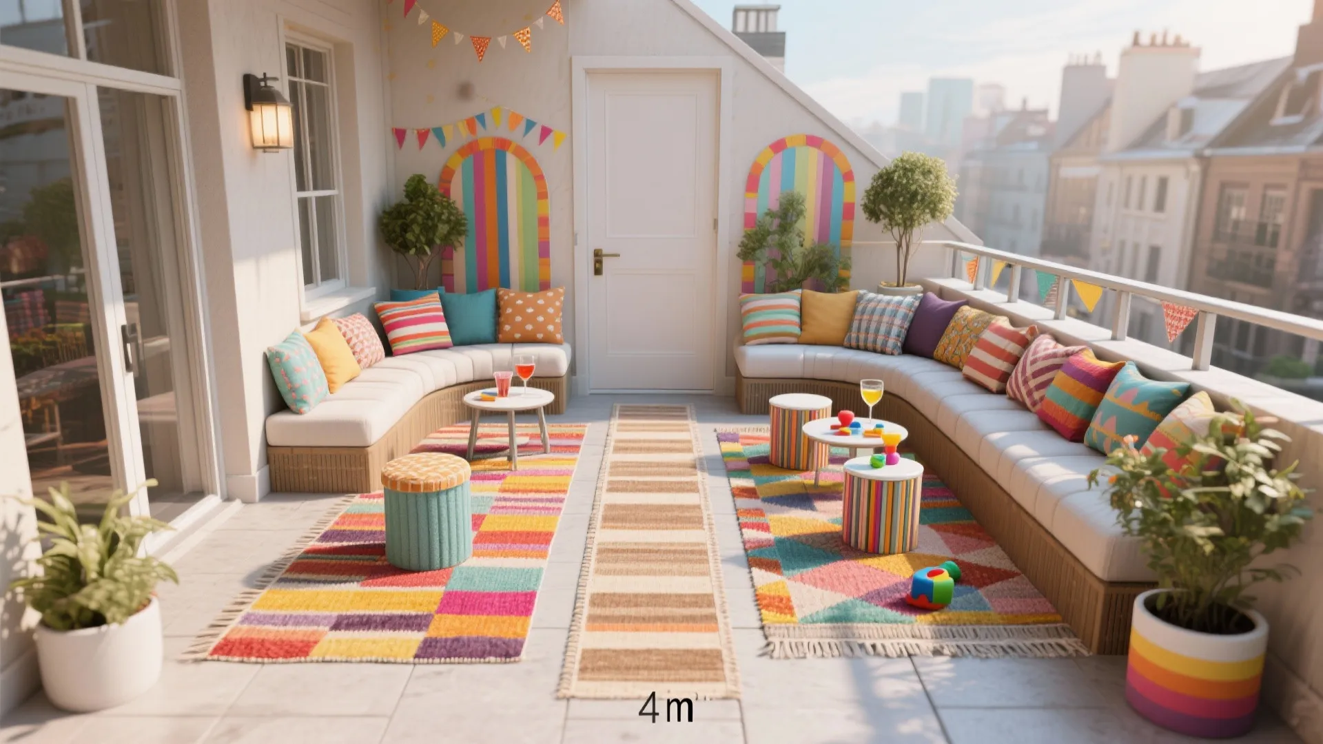 Festive Zoning on a Tiny Balcony