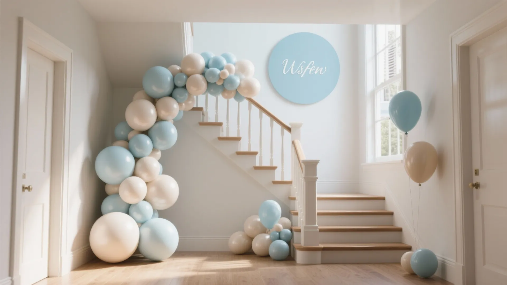 Whimsical Balloon Arch + Name Sign