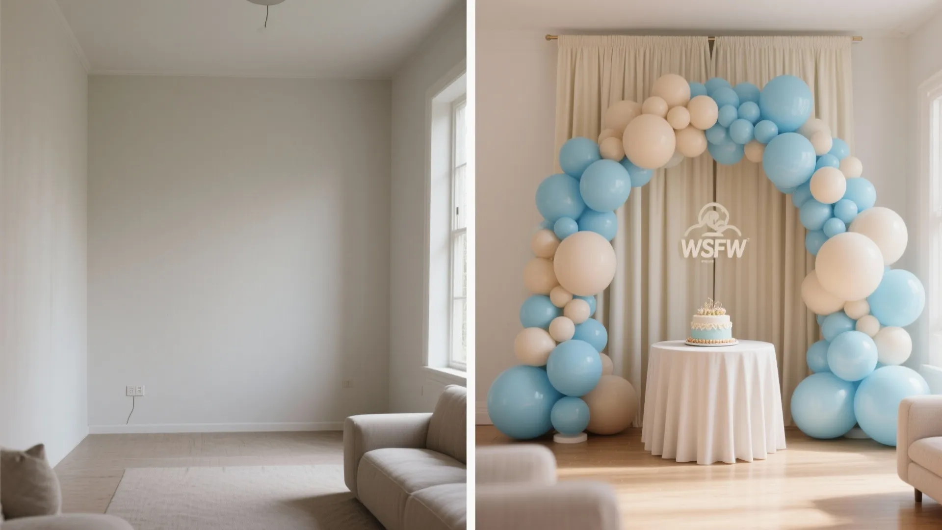 Soft Blue & Neutrals Balloon Arch