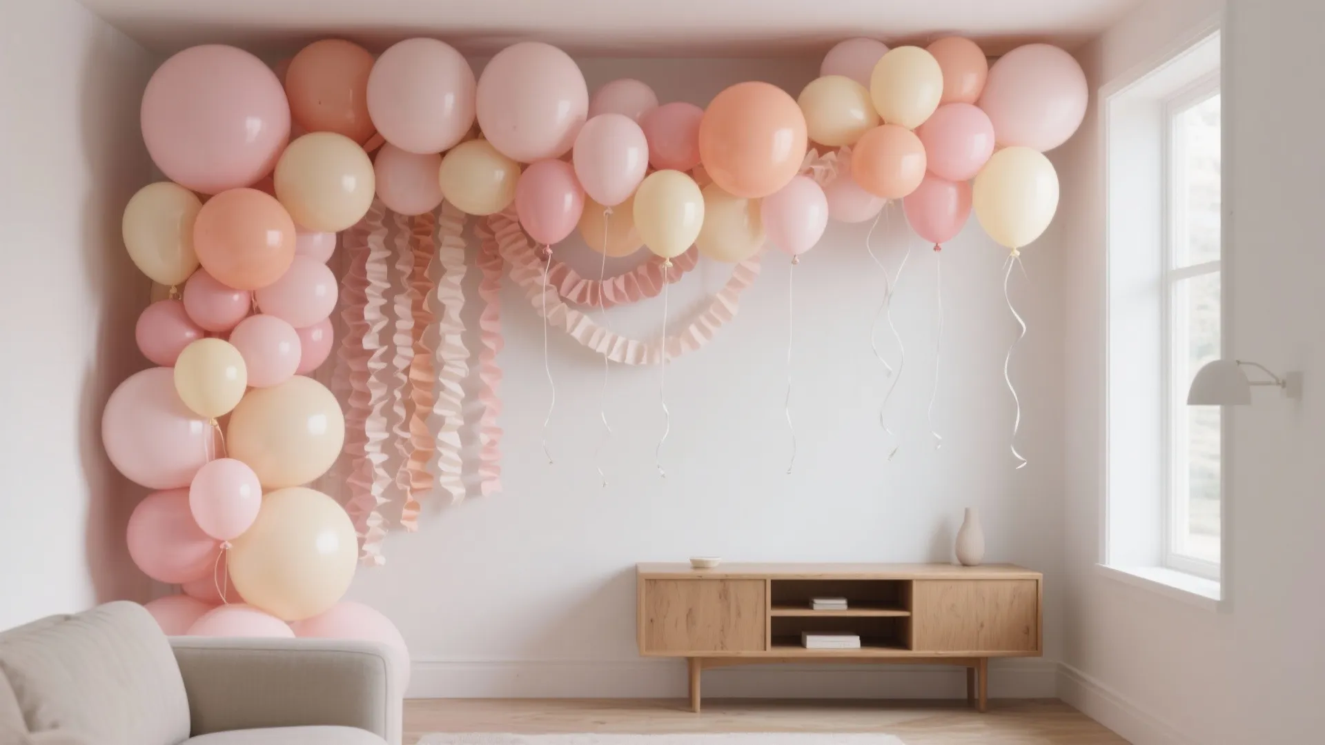 Pastel Balloon Garland + Streamer Cloud