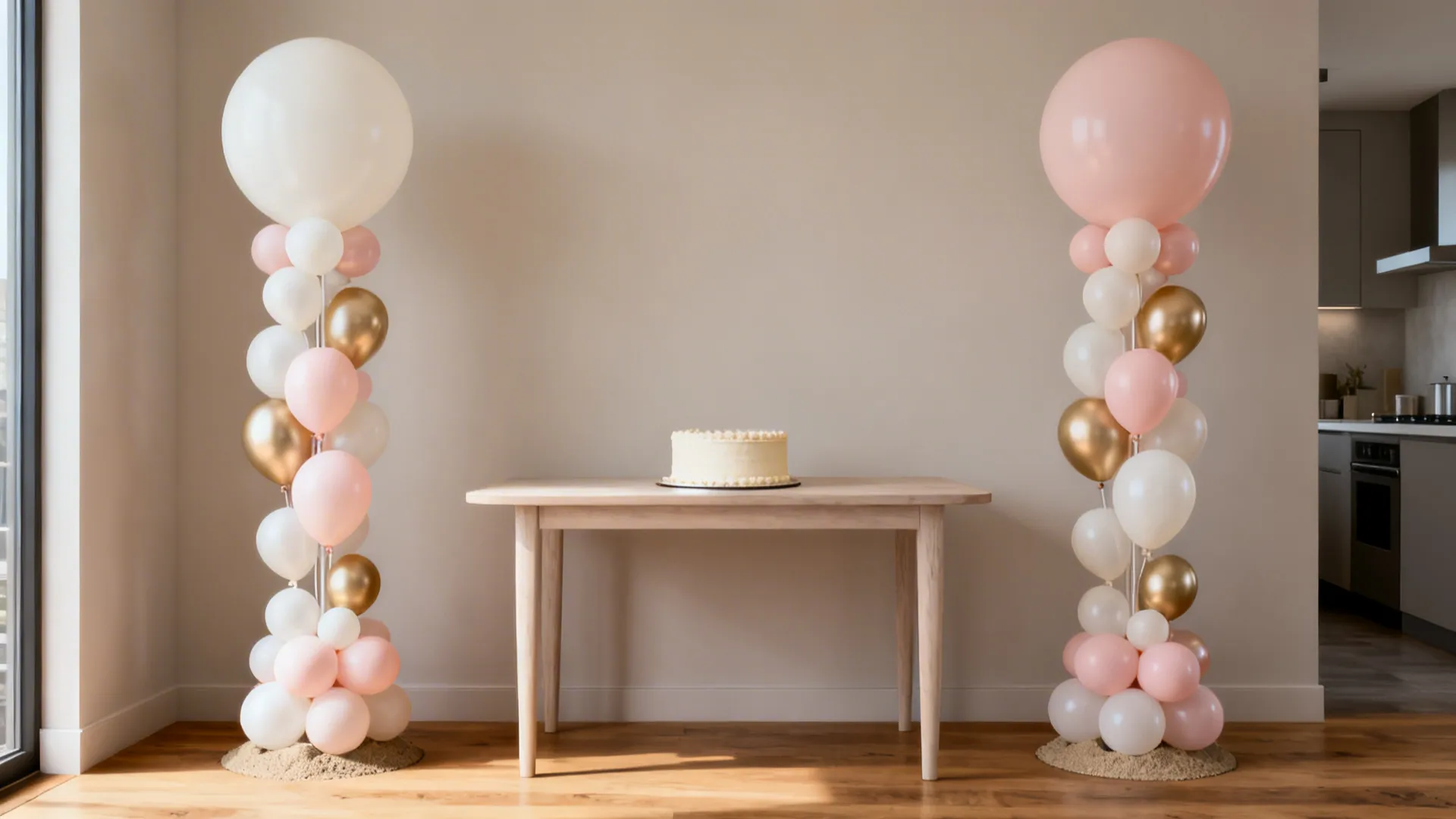 3) Balloon Columns Flanking a Dessert or Gift Table