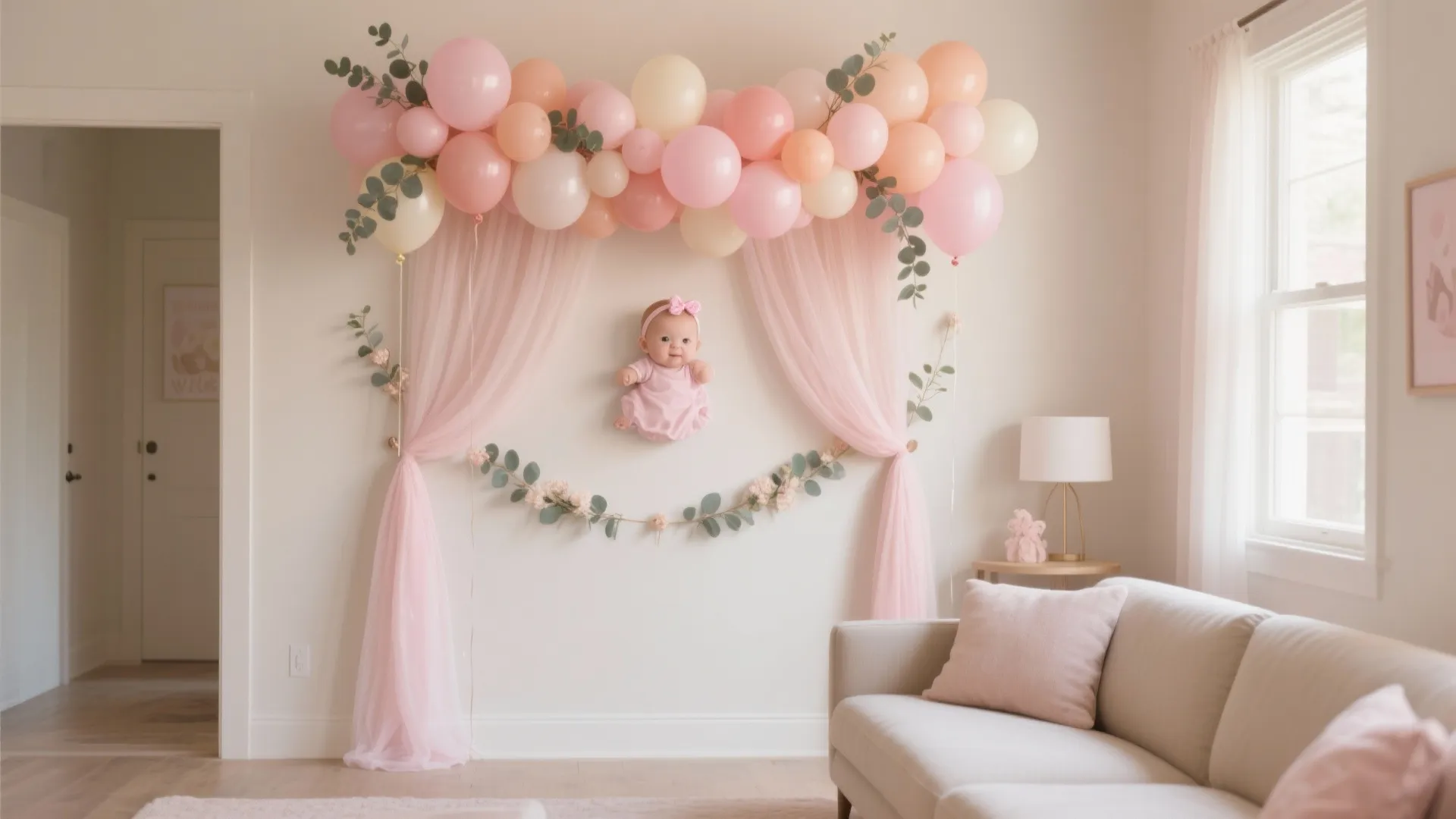Statement Backdrop: Balloon Garland + Fabric Drape
