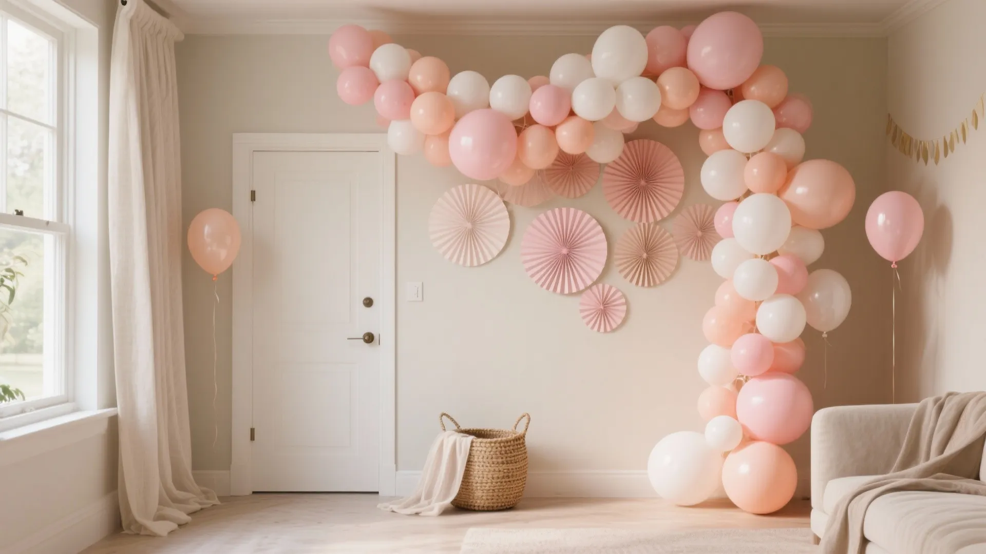 Pastel Balloon Garland + Paper Fans