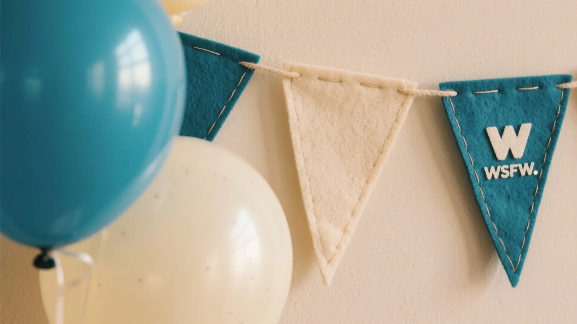 Soft Blues + Neutrals: Balloon Garland and Banner Layering