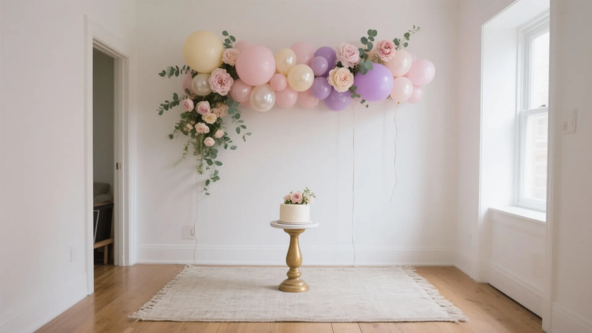 Pastel Balloon Garland + Floral Backdrop