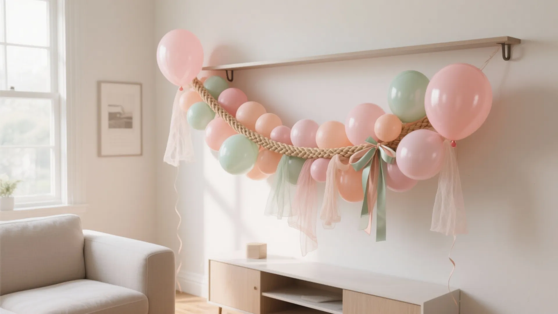 Pastel Balloon Garland + Fabric Accents