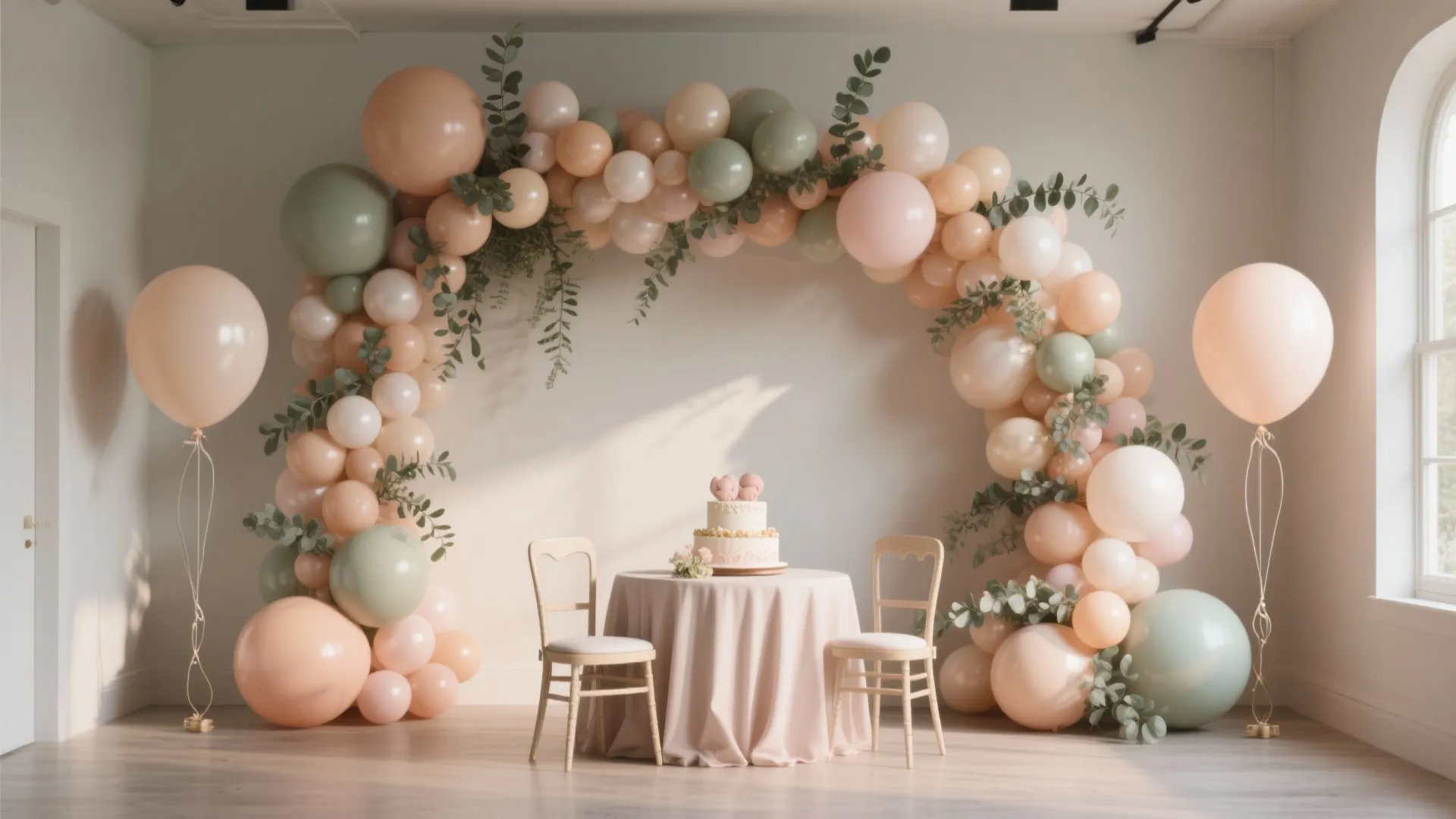 Organic Balloon Garland with Greenery